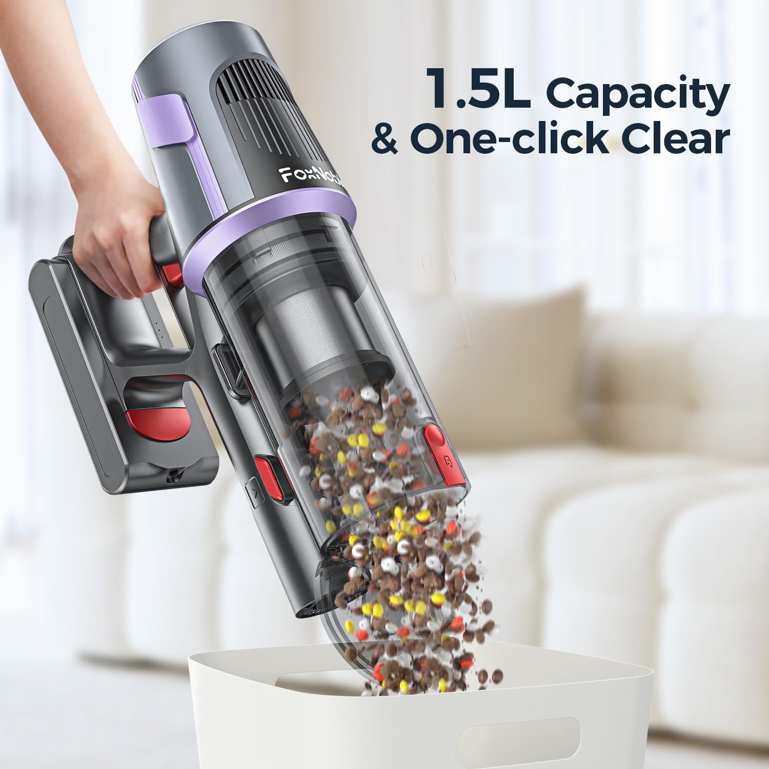 Powerful Cordless Vacuum Cleaner - 50Mins Runtime, 30KPA Suction, Lightweight Stick Vacuum for Home with LED & Tangle-Free Brush - Perfect for Pet Hair, Carpet & Hardwood Floors - Ideal for Quick Cleanups & Deep Cleaning