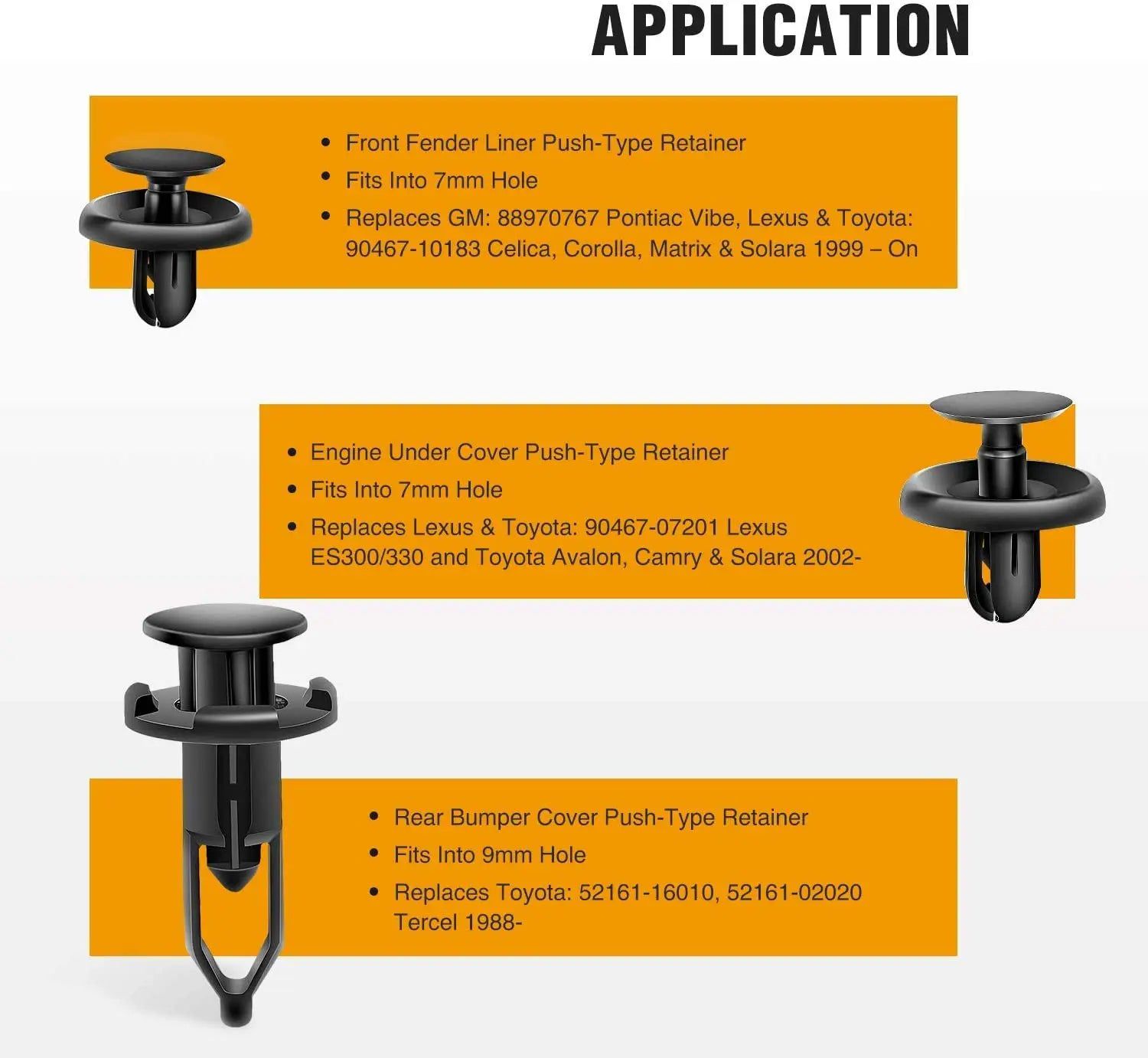 100 Pcs 7mm & 9mm Car Push Retainer Clips Kit - Compatible with Toyota & GM Vehicles - Perfect for Door Panels, Bumpers & Interior Trim Installation