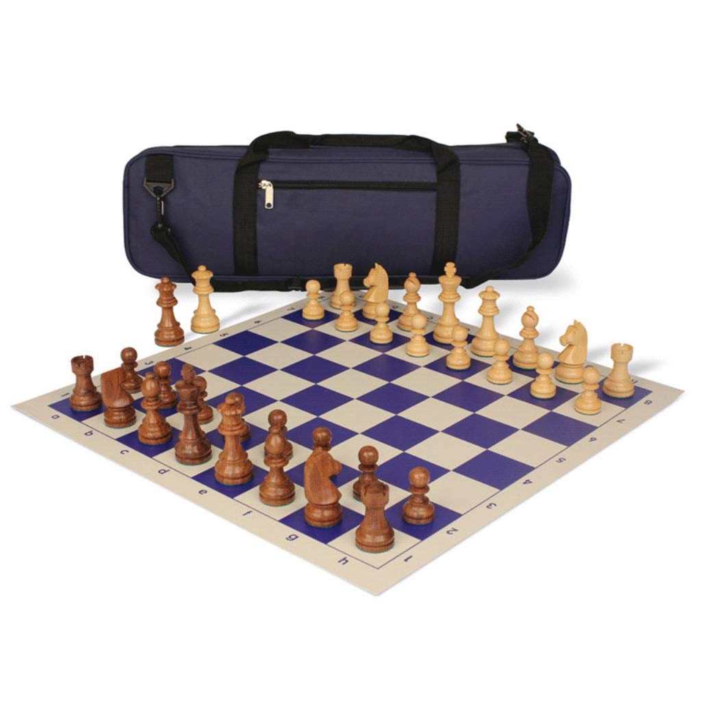 WPBOY Professional Tournament Chess Set - Solid Wood Chess Pieces with Leather Chess Board & Travel Backpack - Portable for Travel, Office, and Home Games (Black)