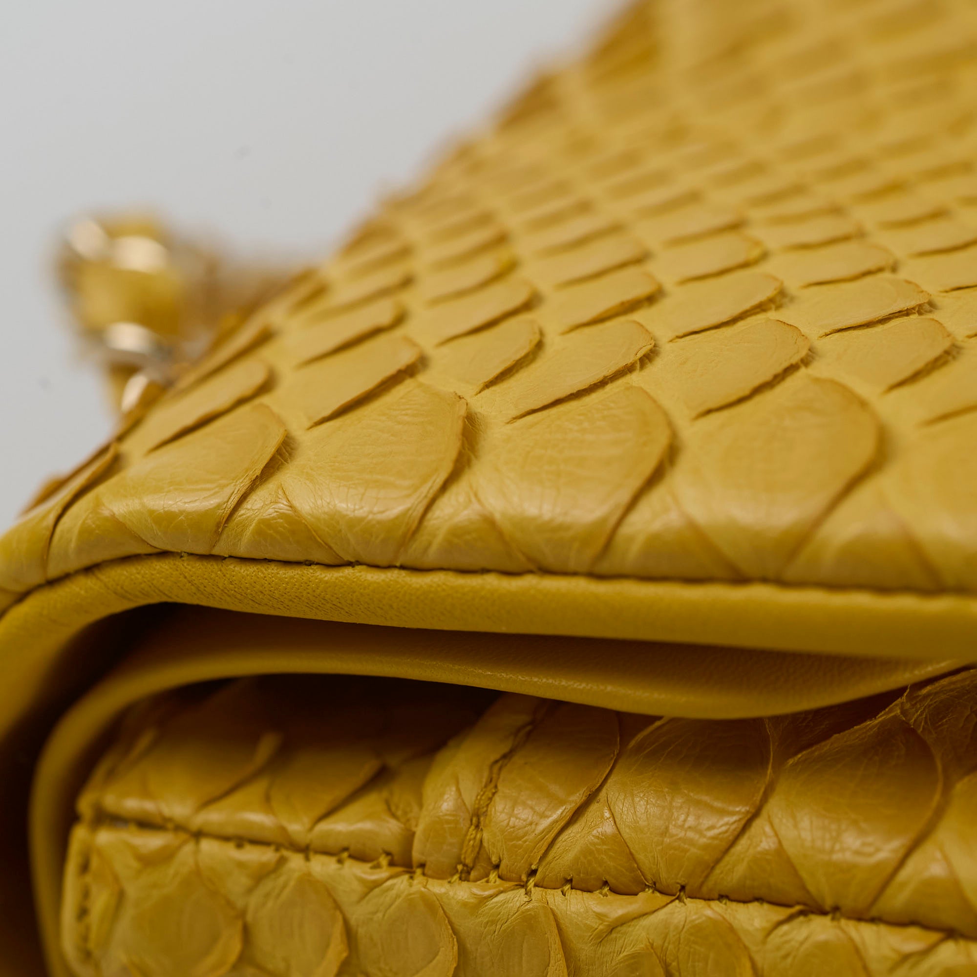 Chanel Python Leather Medium M/L Classic Flap Bag Yellow Series 22 - Luxury Designer Handbag for Women, Perfect for Parties, Weddings & Special Occasions