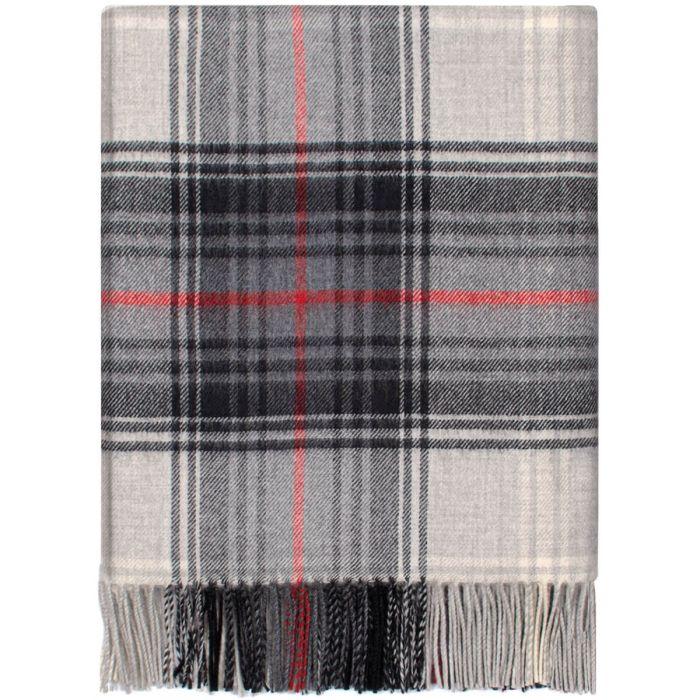 Grey Graphite Tartan Lambswool Blanket - Soft & Warm Wool Throw for Sofa, Bed & Travel - Cozy Home Decor & Perfect Gift