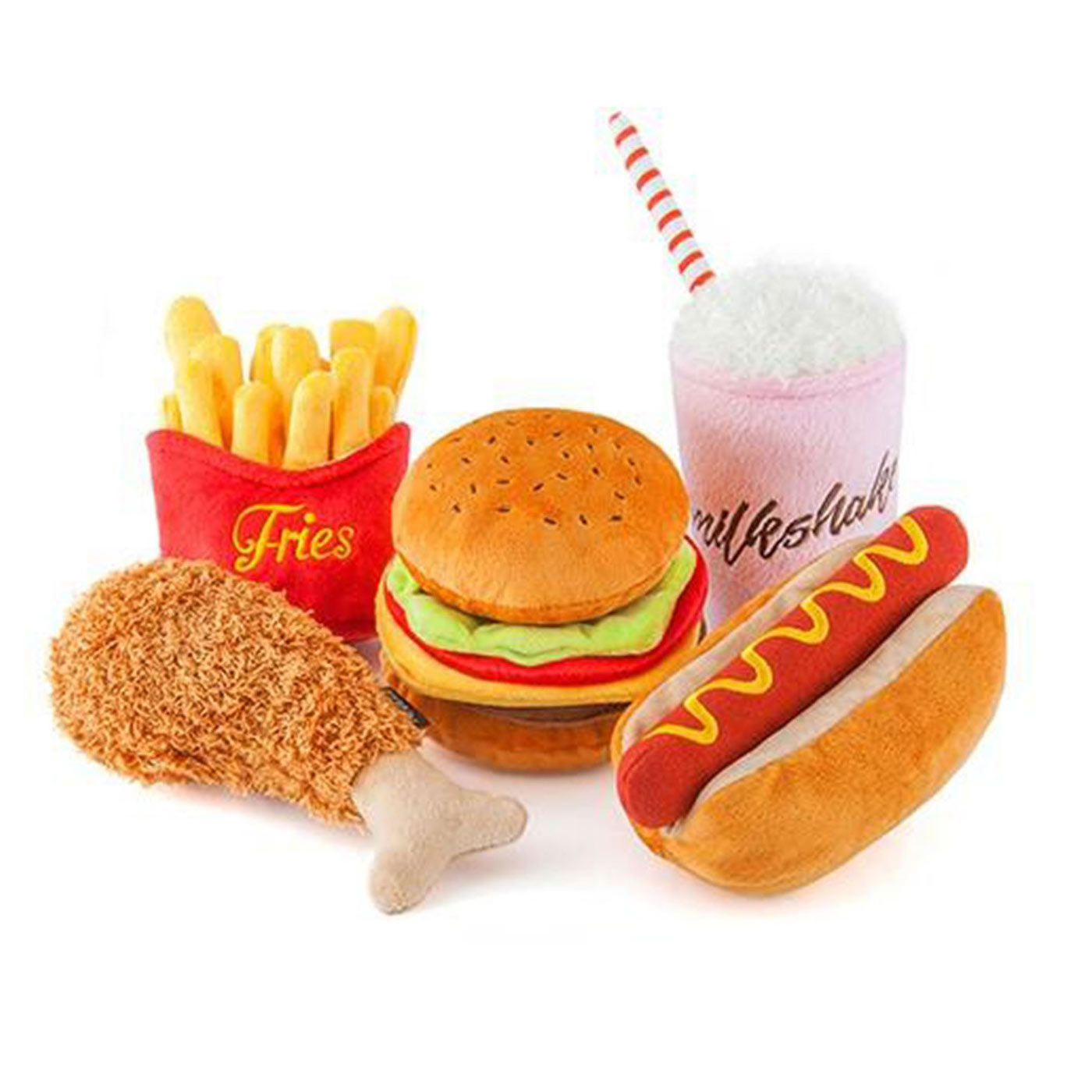 P.L.A.Y French Fries Plush Dog Toy - Soft & Durable Chew Toy for Small & Medium Dogs - Fun Interactive Treat Dispenser for Playtime & Training
