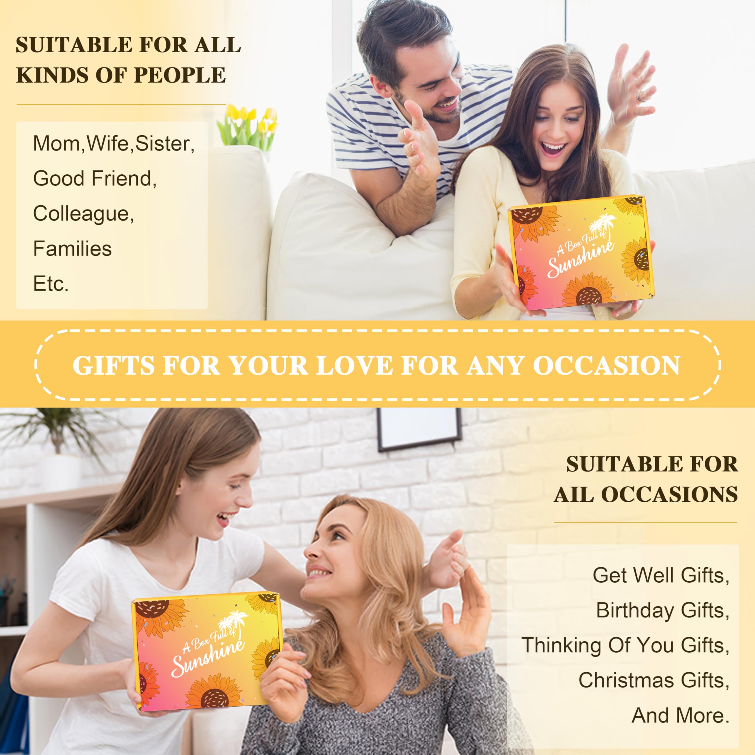 **Sunflower Gift Box for Women - Birthday, Get Well Soon, Surgery Recovery & Friendship Gifts - Encouragement Care Package with Thoughtful Message - Perfect for Hospital, Home & Special Occasions**