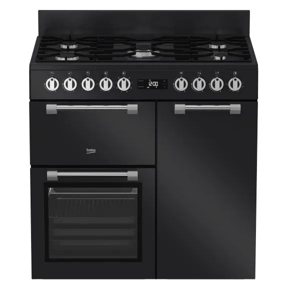 Beko 90cm Gas Range Cooker with 5 Burner Gas Cooktop - Anthracite (BRC916GMAN) for Professional Home Cooking & Large Family Kitchens