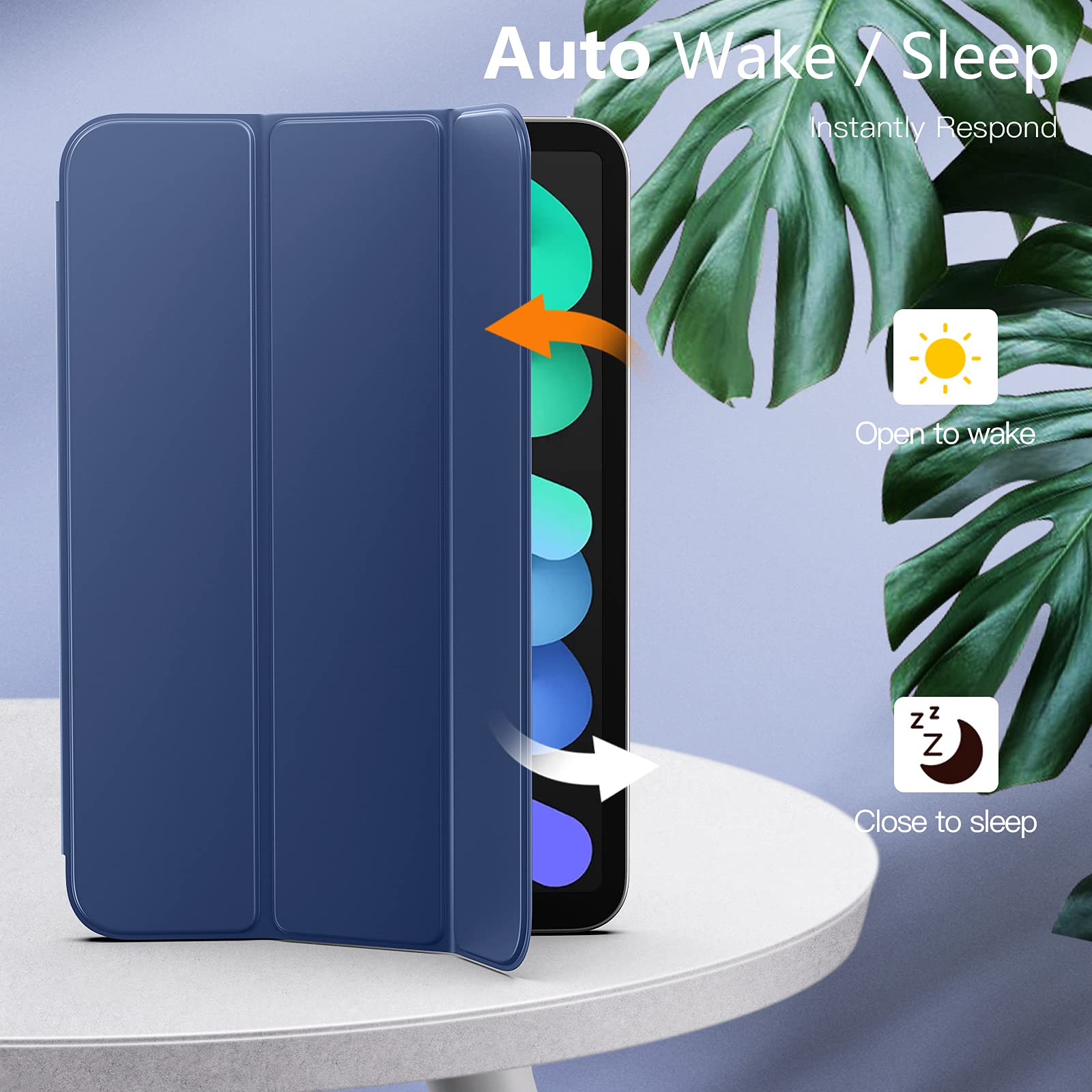 TiMOVO Magnetic Smart Folio Case for iPad Mini 7 2024 (A17 Pro) & iPad Mini 6 2021 - 8.3 Inch Trifold Stand Cover with Apple Pencil Pro Support - Navy Blue - Perfect for Work, Study & Travel Protection