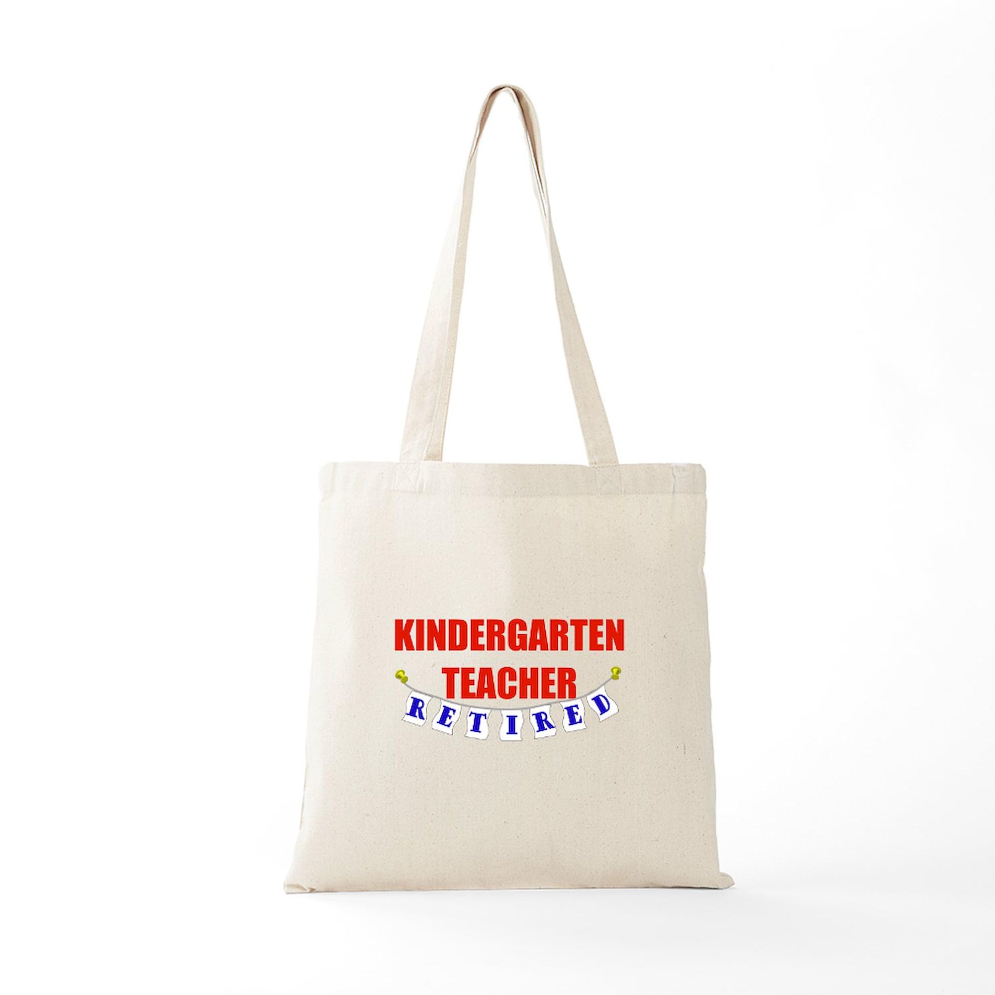 Retired Kindergarten Teacher Tote Bag - Natural Canvas Reusable Shopping Bag for School, Groceries & Everyday Use | Durable Eco-Friendly Gift for Educators