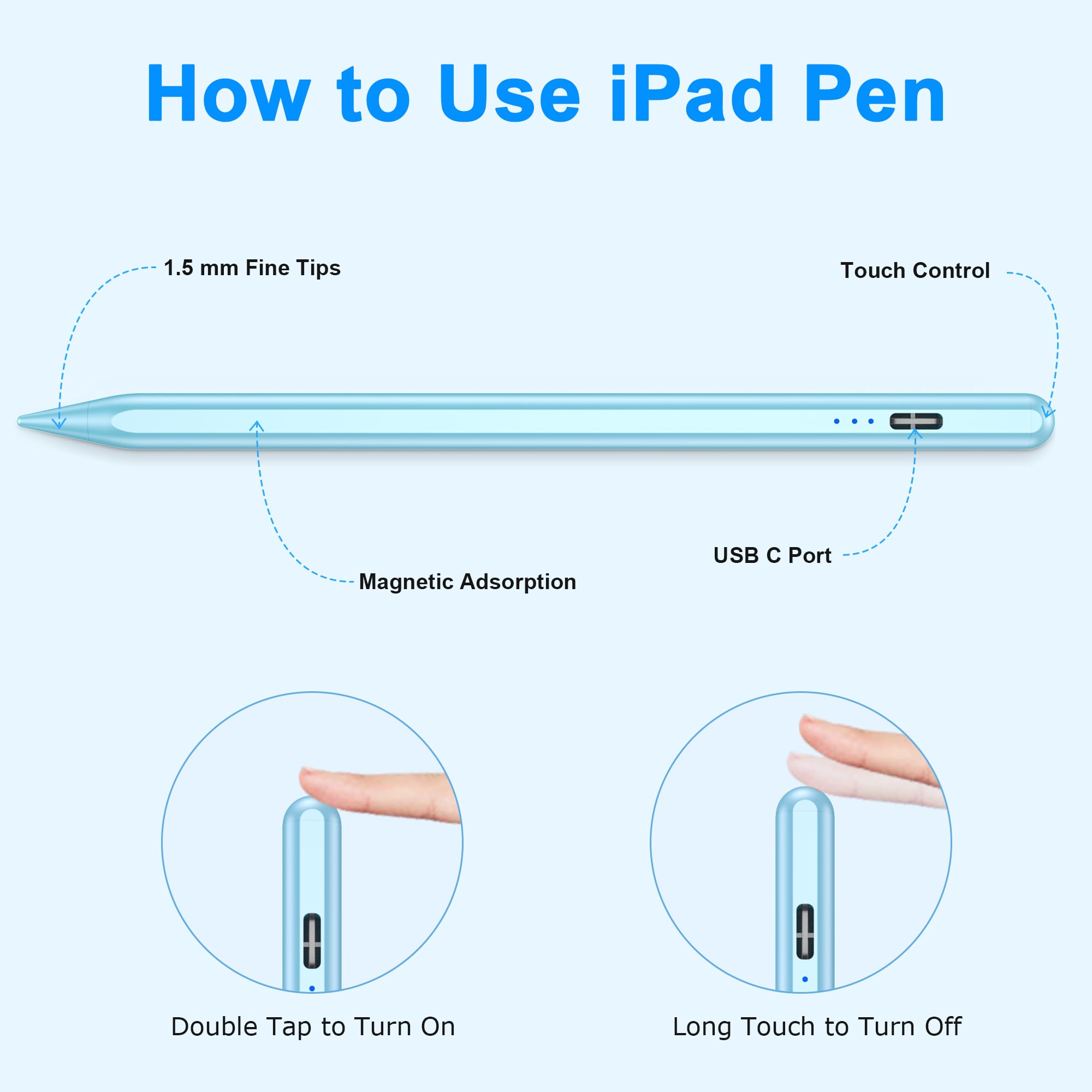 Fast Charging Stylus Pen for iPad 2018-2025 | Apple Pencil Alternative with 15-Minute Quick Charge | Compatible with iPad Pro M4/12.9