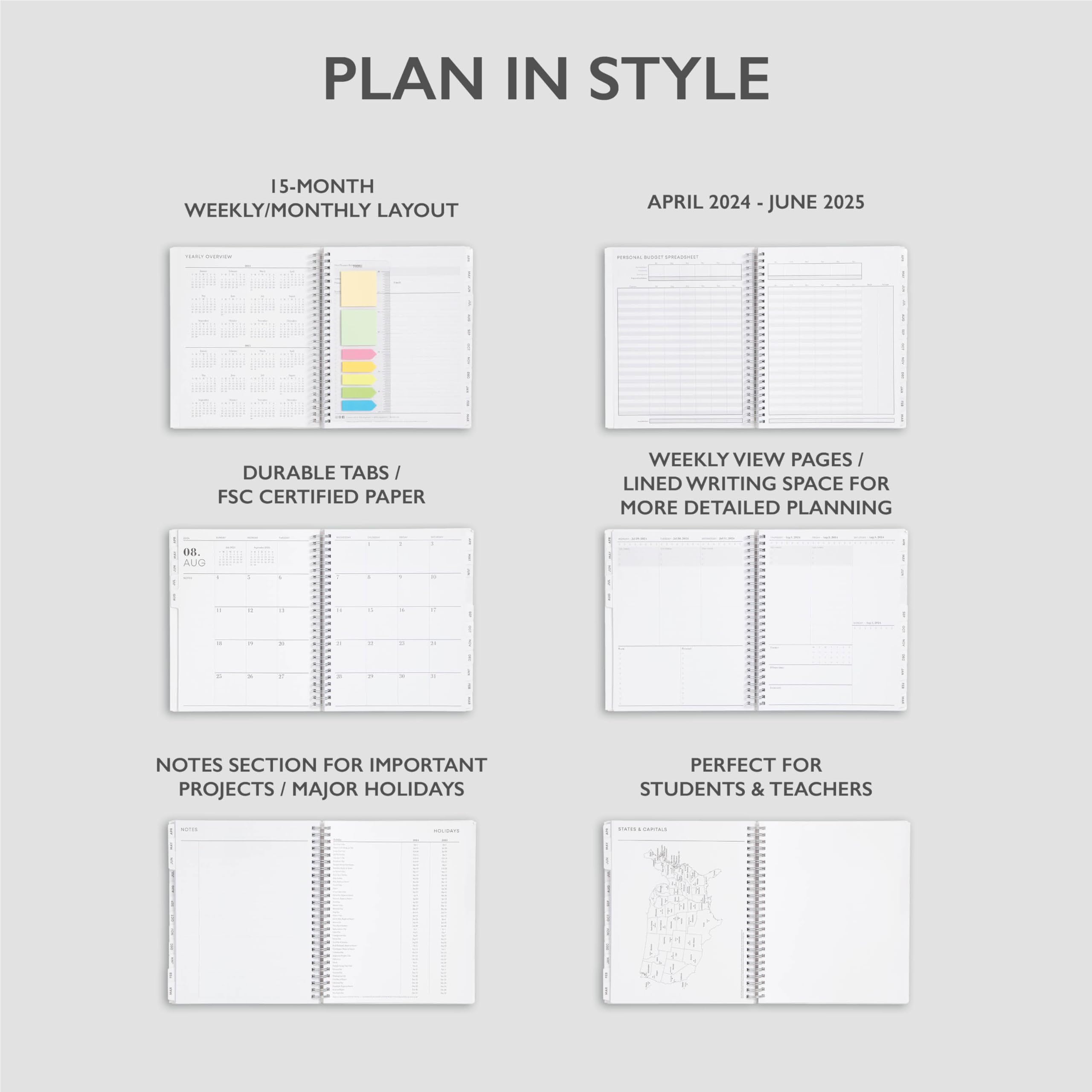 Blue Sky 2024-2025 Academic Planner - Weekly & Monthly Calendar with Flexible Wirebound Cover, 7x9 Inches, Tropical Frost Design (150675) - Perfect for Students, Teachers & Office Organization