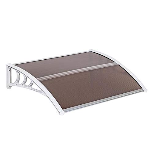 Guog 100 X 80 Inch Waterproof Window Rain Cover with Brown Eaves & White Holder - Durable Door & Window Protection for Heavy Rain, Storms & Harsh Weather