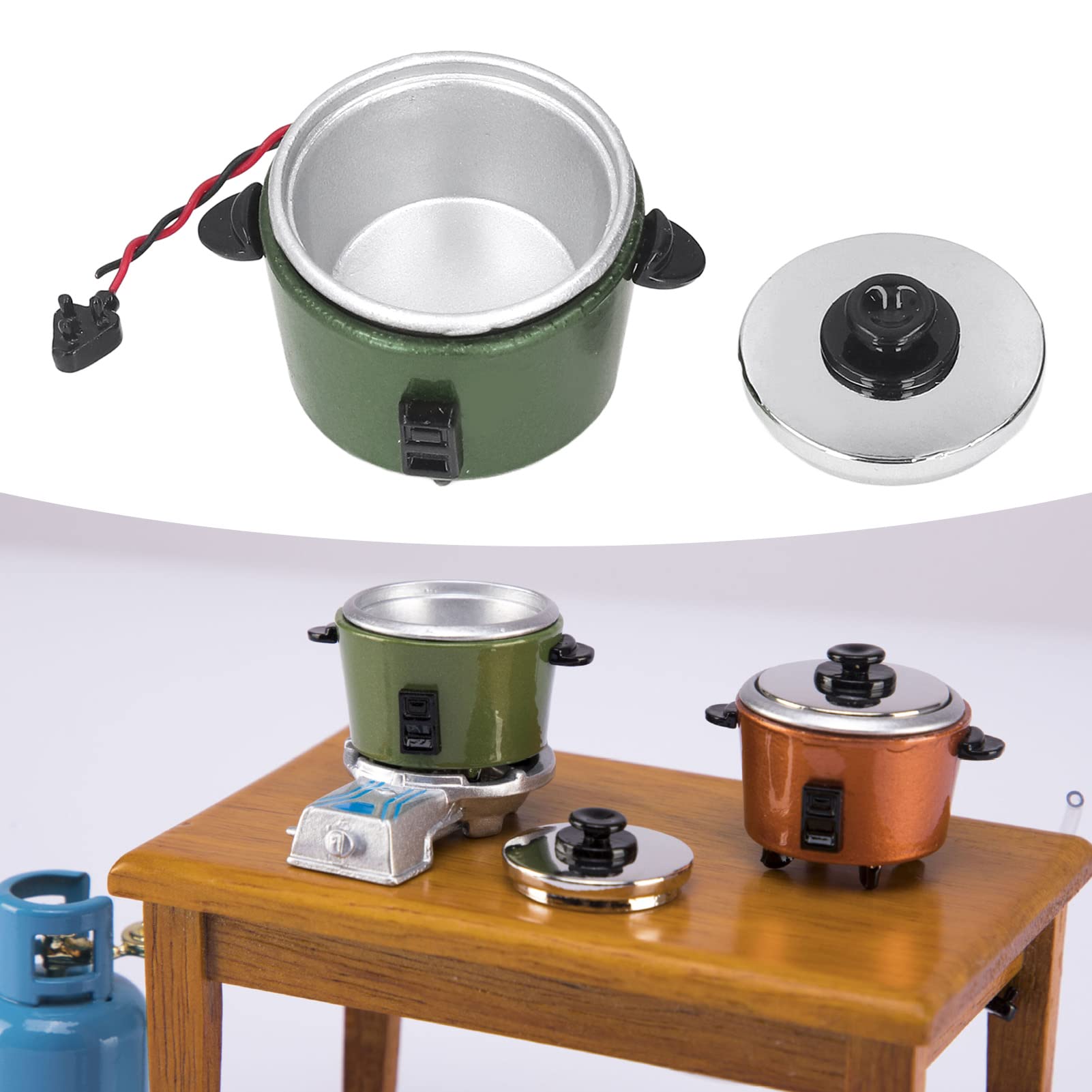 Mini Rice Cooker Toy for Kids - Pretend Play Kitchen Appliance Enhances Imagination | Perfect for Dollhouse & Role-Playing Games (Green)