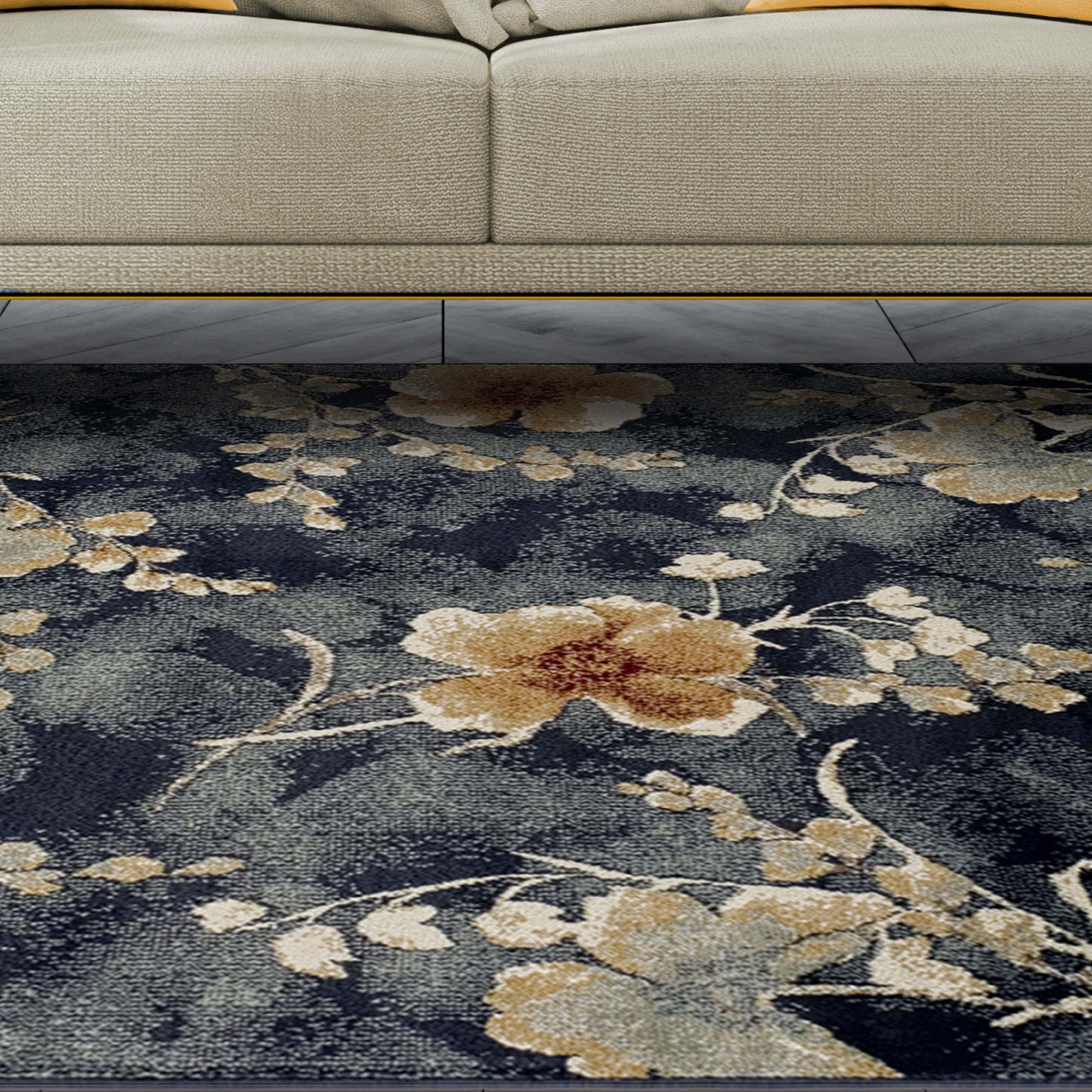 Fiore Modern Floral Abstract Area Rug - Soft Non-Slip Indoor Carpet for Living Room, Bedroom, Nursery & Home Decor