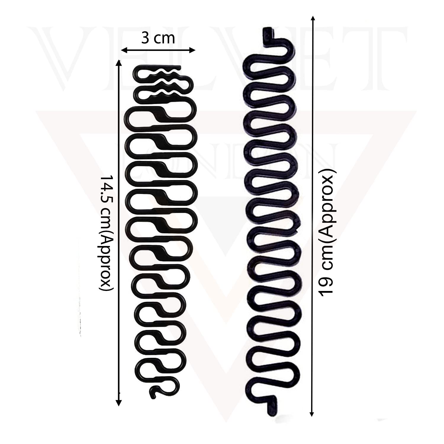 Velvet London 2-Piece Hair Bun Maker Set - French Twist Hair Styling Tools with Braiding Stick & Styling Clips for Women & Girls (Black) - Perfect for Updos, Weddings & Everyday Hairstyles