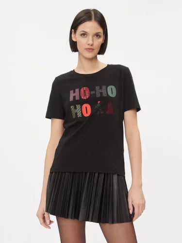 Ho Ho Ho Christmas T-Shirt for Men & Women - Festive Holiday Graphic Tee (Black) - Perfect for Xmas Parties, Family Gatherings & Holiday Photos