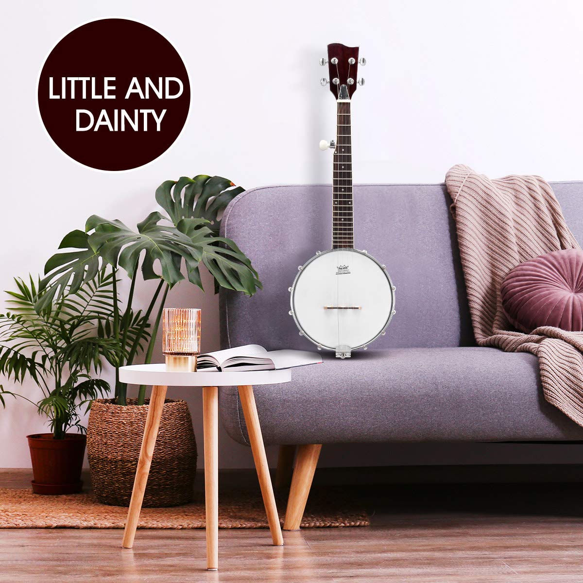 26 Inch Tenor Size Mini Banjo for Beginners & Professionals - 5 Strings with Bag, Strap, Strings, Tuner, Picks, 20 Frets & 12 Brackets - Perfect for Bluegrass, Folk Music & Travel Performances