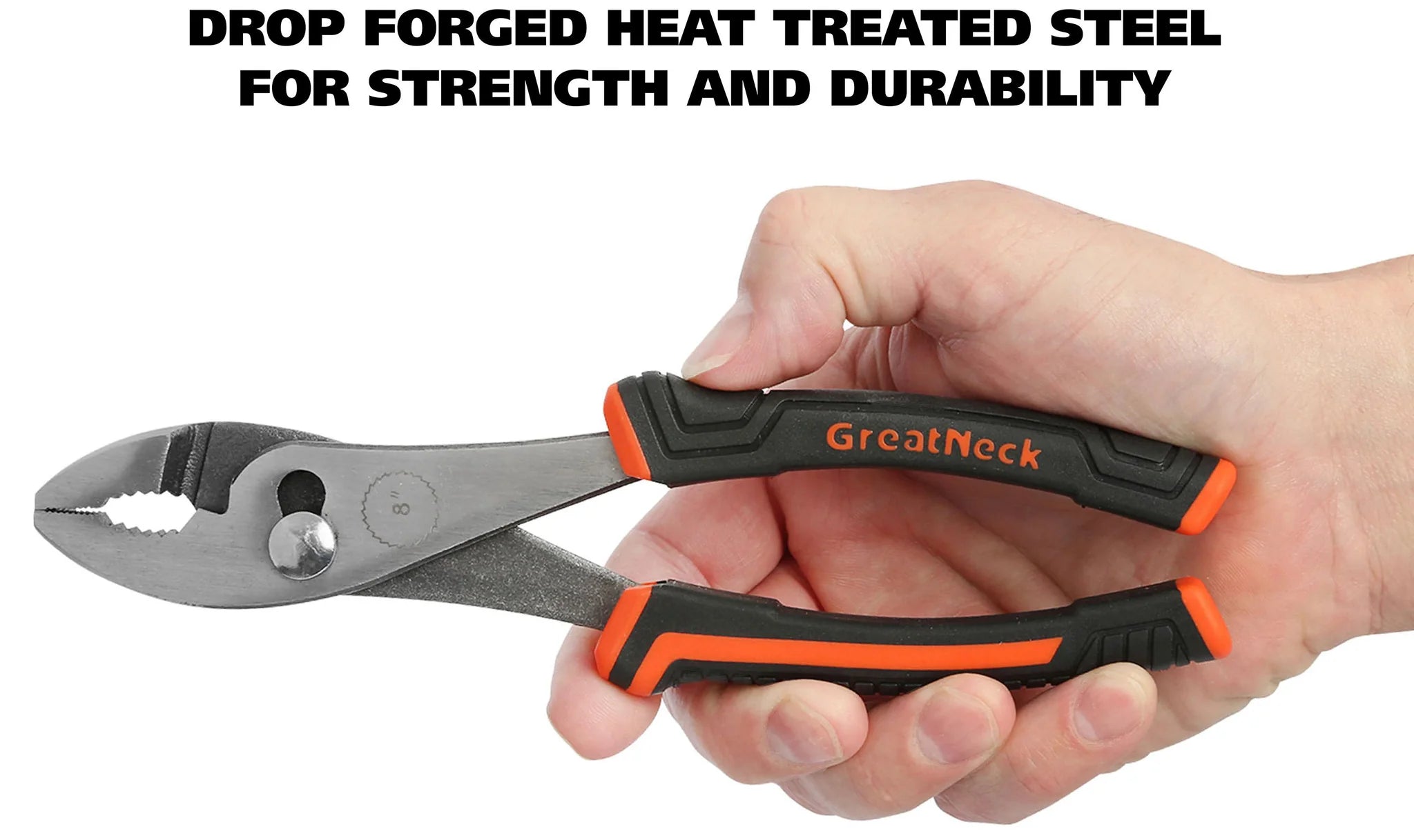 GreatNeck SJ8C 8-Inch Slip Joint Pliers - High-Quality Adjustable Pliers for Plumbing, Automotive & DIY Repairs - Perfect for Home, Garage & Workshop Use