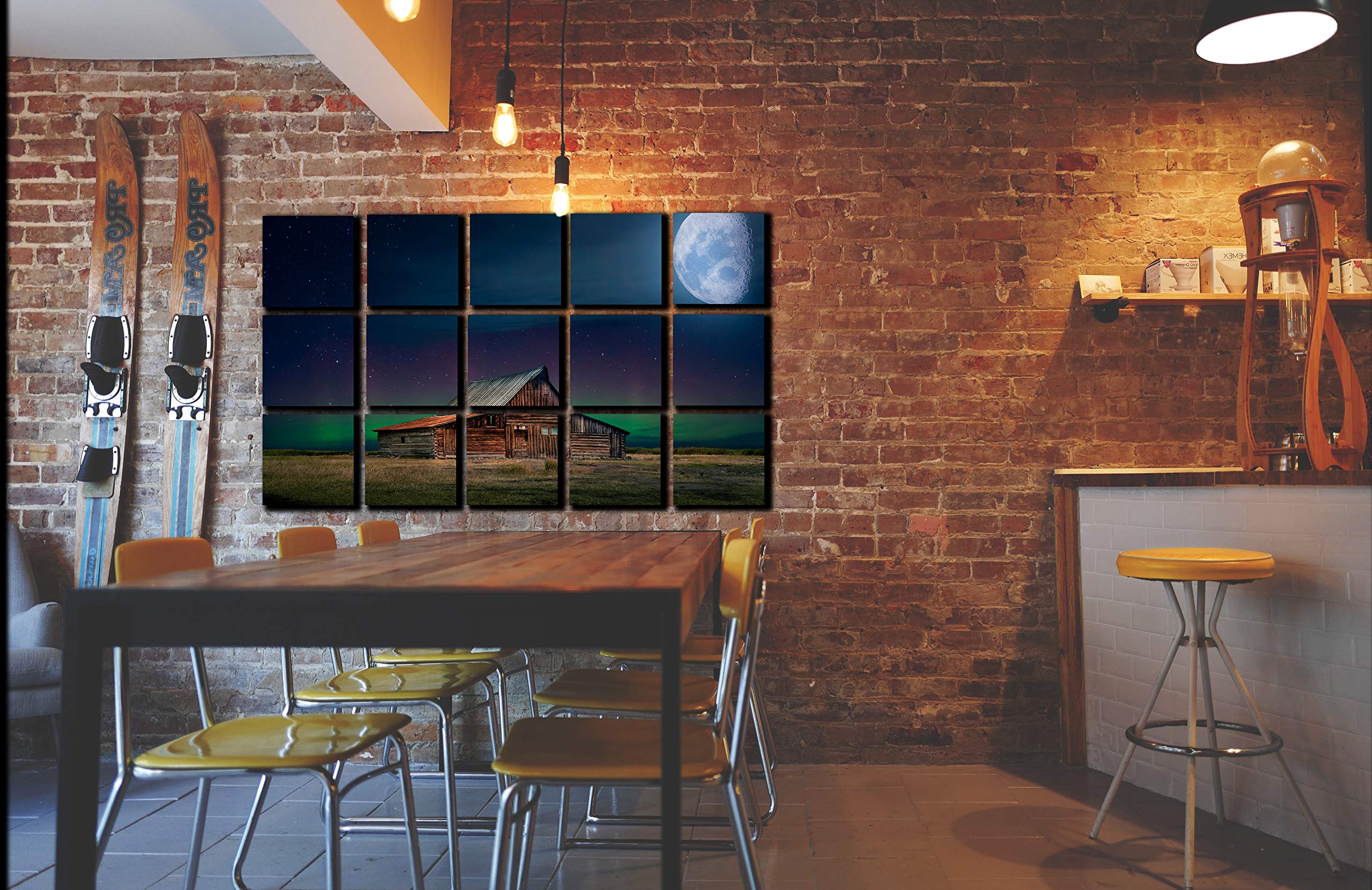 15-Piece Moon Sky Wall Art Canvas Print Set - Nature Themed Northern Lights Painting Decor for Living Room & Bedroom (30x50 Inches) | Perfect for Home, Office & Gift Giving
