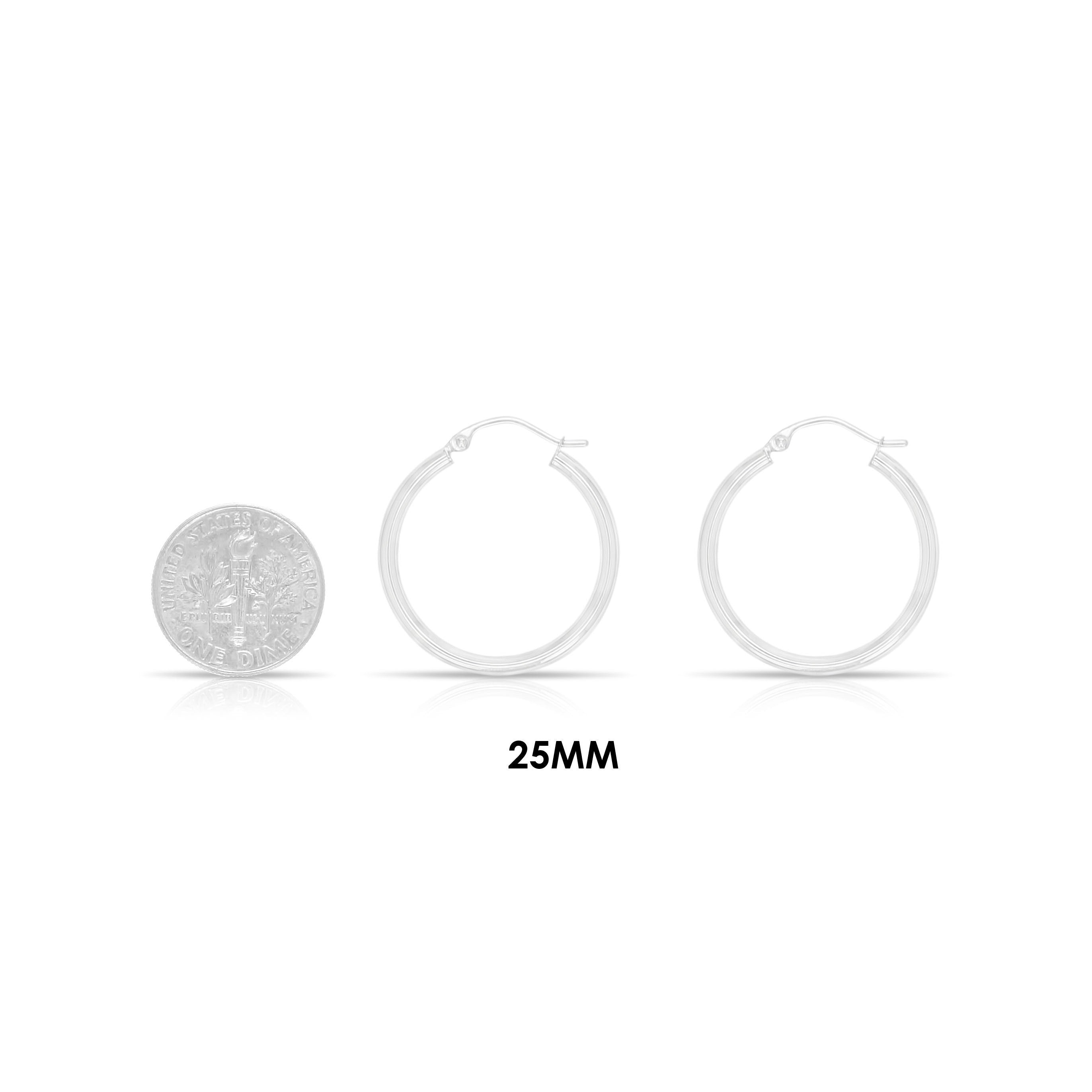 14K White Gold Hoop Earrings - 1 Inch Polished Circle Earrings for Women, Perfect for Everyday Wear, Parties & Special Occasions