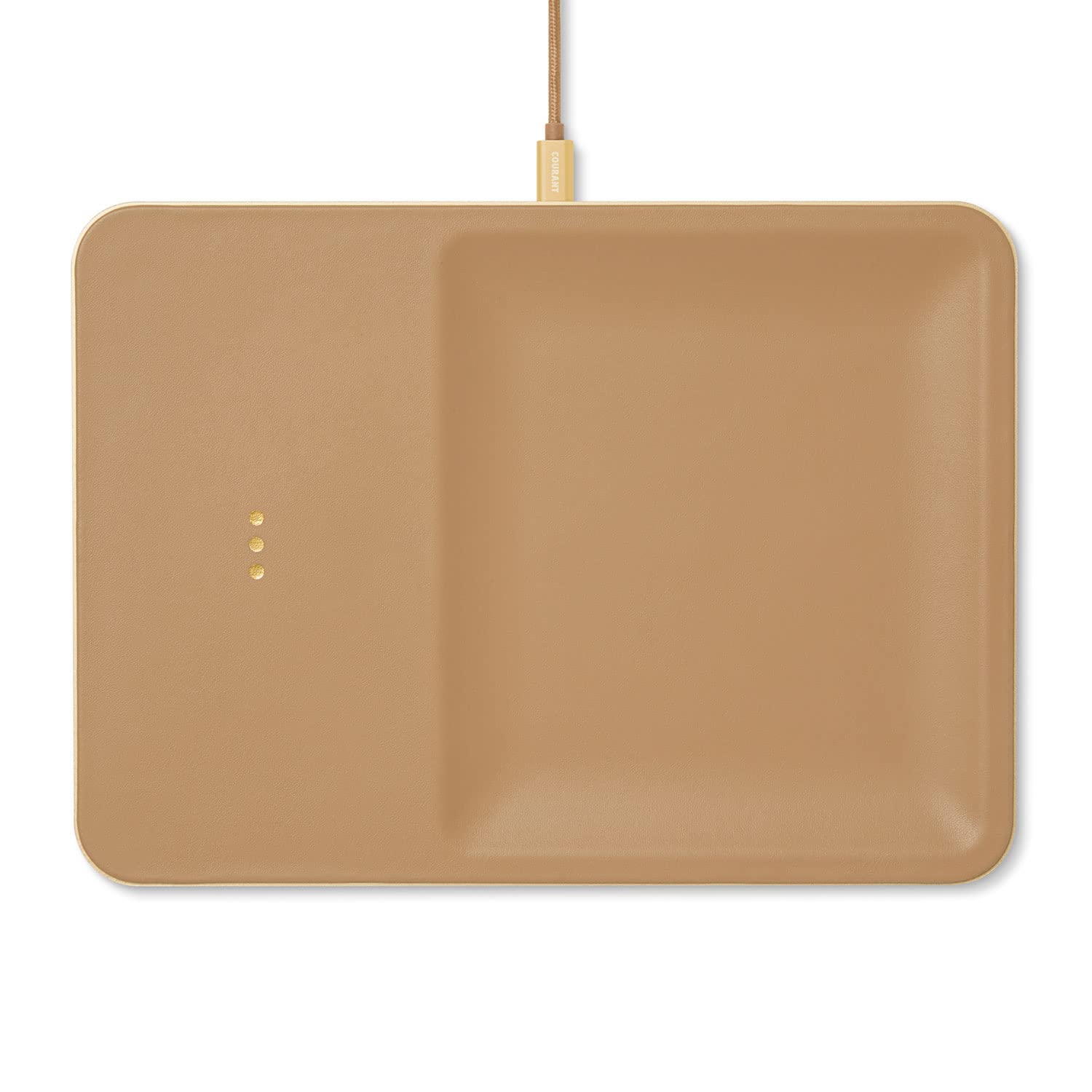 Courant CATCH:3 Classics - Premium Italian Leather Wireless Charging Station & Valet Tray (Cortado) - Fast Qi Charger for iPhone 16/15/14/13/12/11, Galaxy S24/S23/S22/S21/S20, AirPods - Perfect for Nightstand, Office Desk & Travel Accessory Organization