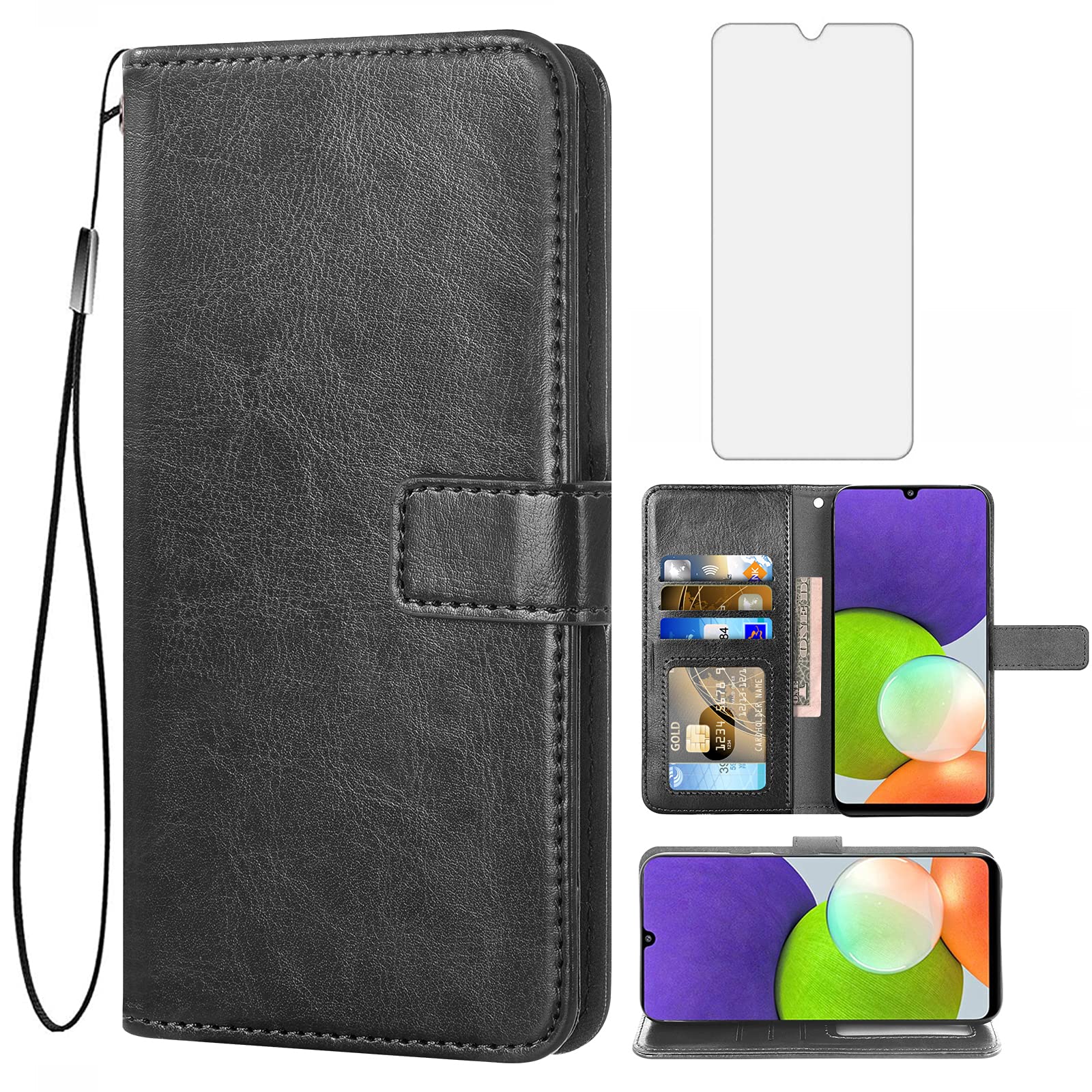 ASUWISH Wallet Case for Samsung Galaxy A22 4G (6.4