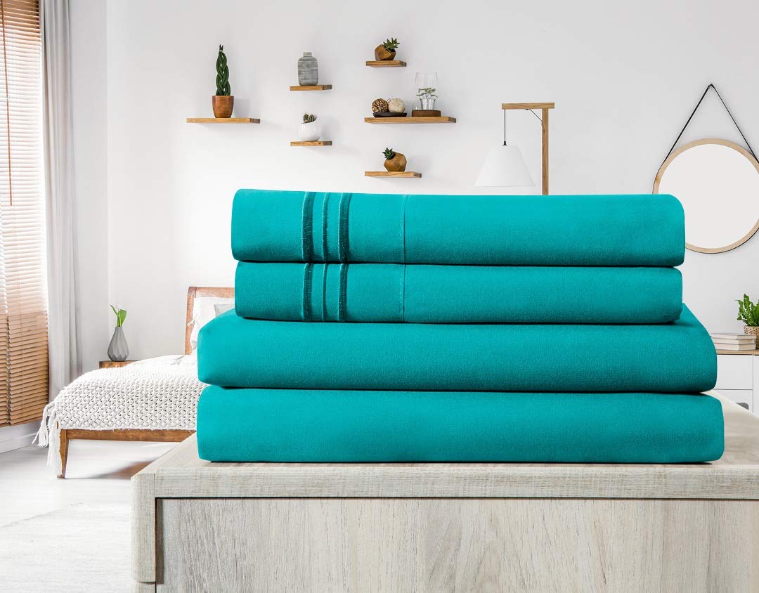 Premium California King Sheets Set - Ultra Soft Brushed Microfiber 4-Piece Bedding with 14