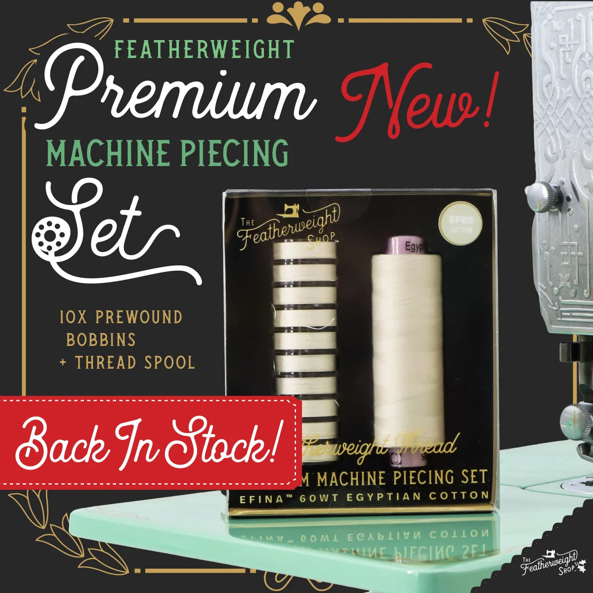 Premium Featherweight Thread for Sewing Machines - Strong & Smooth Prewound Bobbins - Perfect for Quilting, Embroidery & Garment Making