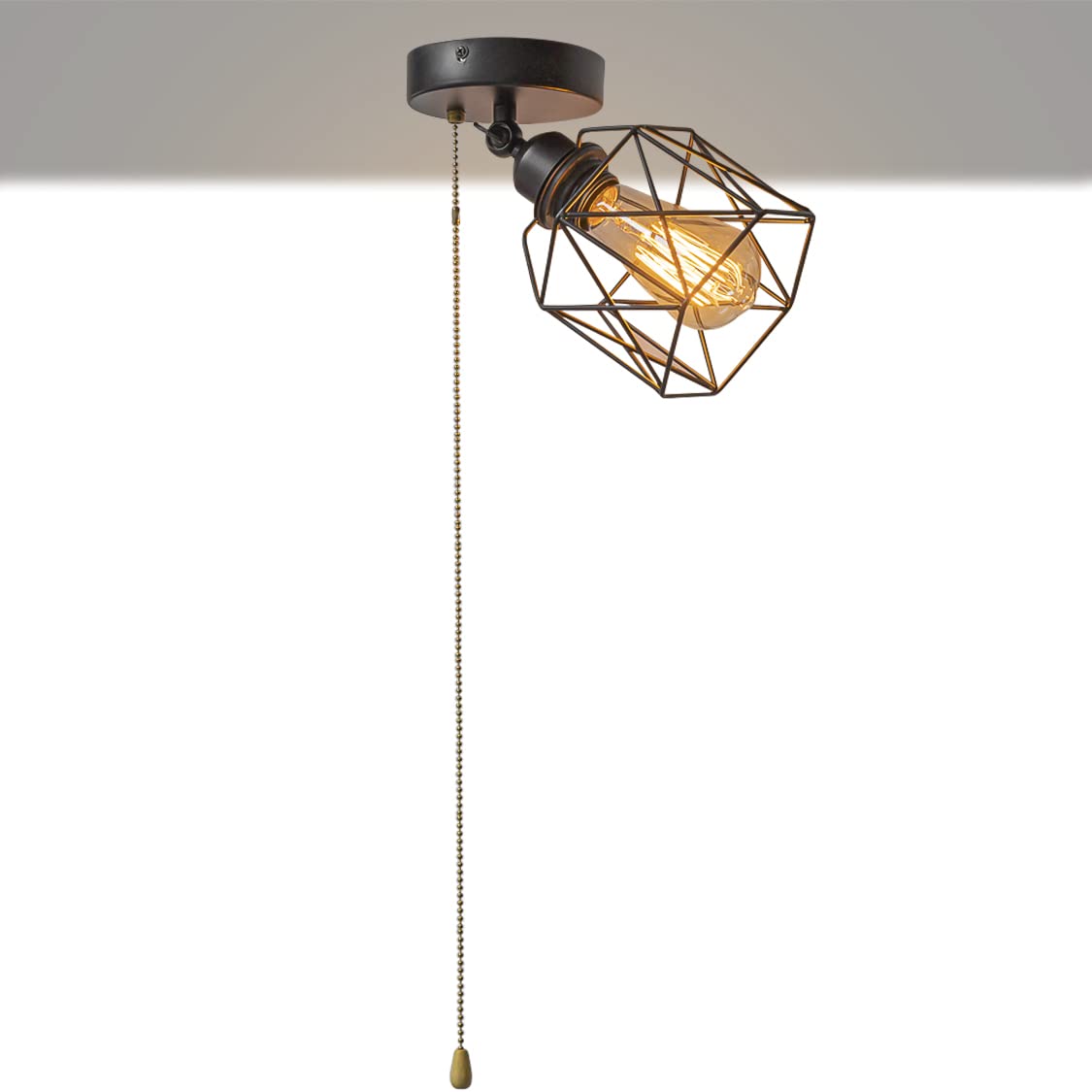 12V RV Adjustable Wall Light with Zipper Switch - Retro Black RV Ceiling Light for Campers, E26/E27 Base, Industrial Semi-Flush Mount - Perfect for RV Hallway, Bedroom & Camper Van Lighting Decor