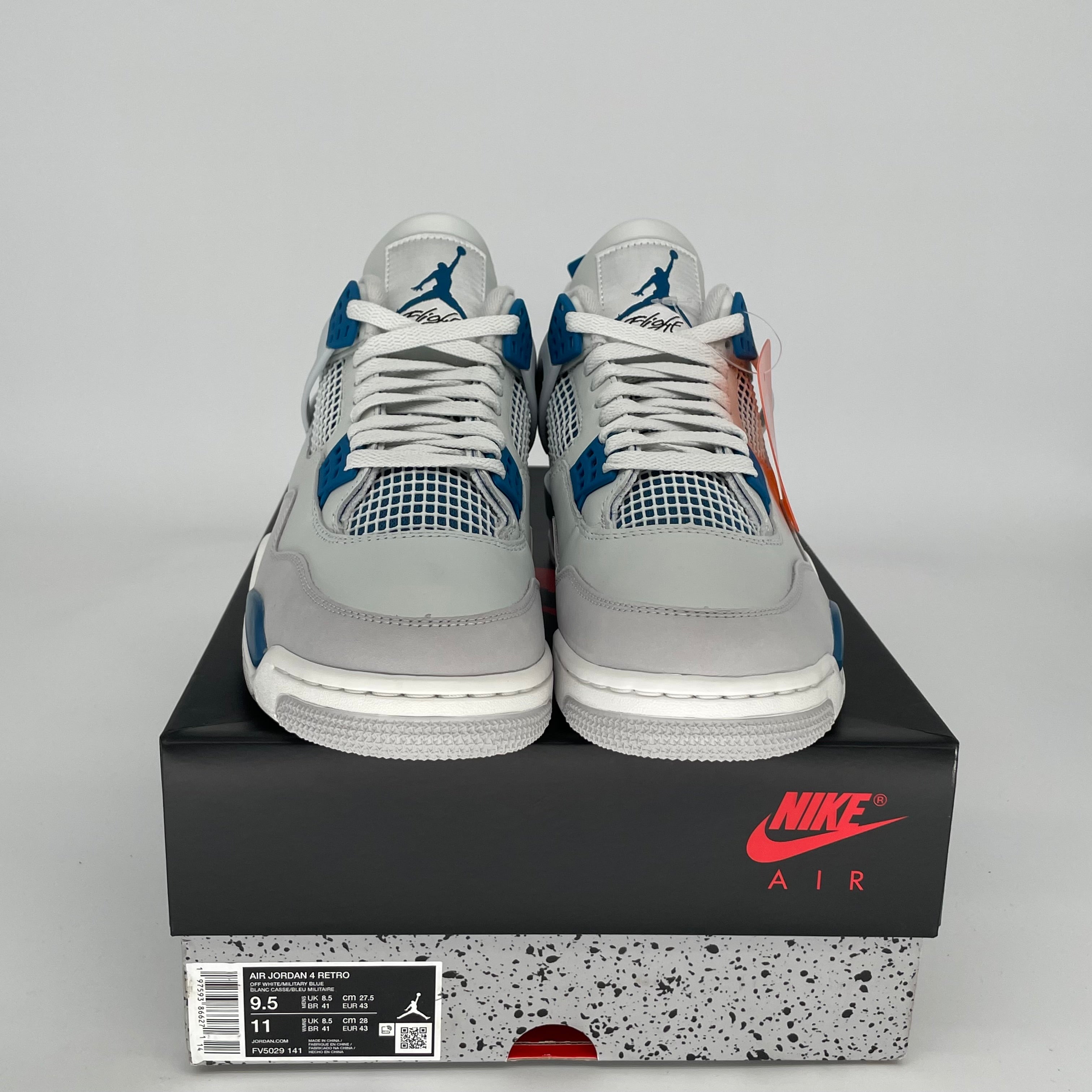 Original Air Jordan 4 Retro 'Military Blue' Men's Basketball Shoes - Size 9.5 (FV5029-141) - Perfect for Streetwear & Sneaker Collectors