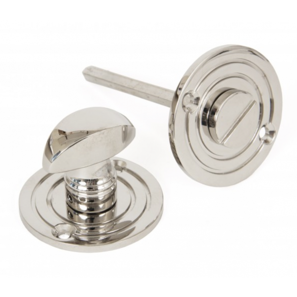 Polished Nickel Round Bathroom Thumbturn Lock - Durable & Stylish Privacy Door Knob for Bathroom, Bedroom, or Closet - Perfect for Home & Office Use