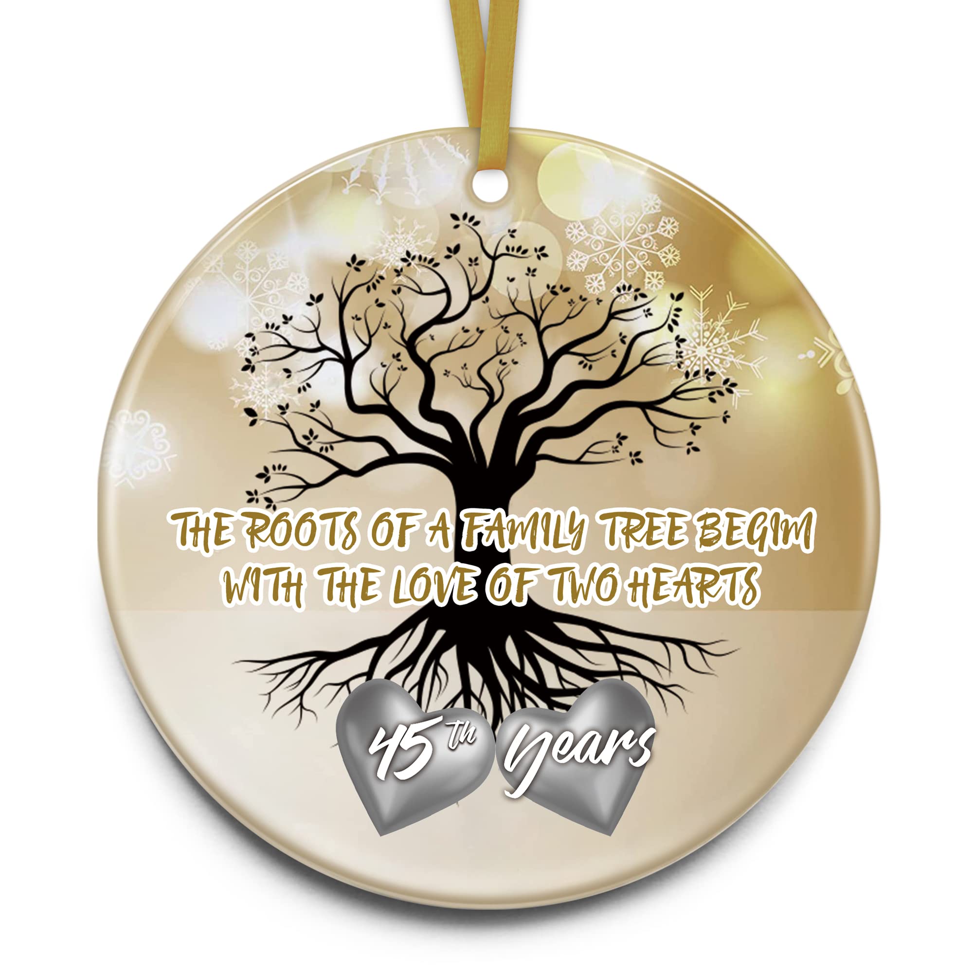 45th Anniversary Gifts for Parents & Grandparents - Valentine's Day Ceramic Hanging Ornaments, Keepsake Home Decor for Romantic Celebrations & Wedding Anniversaries