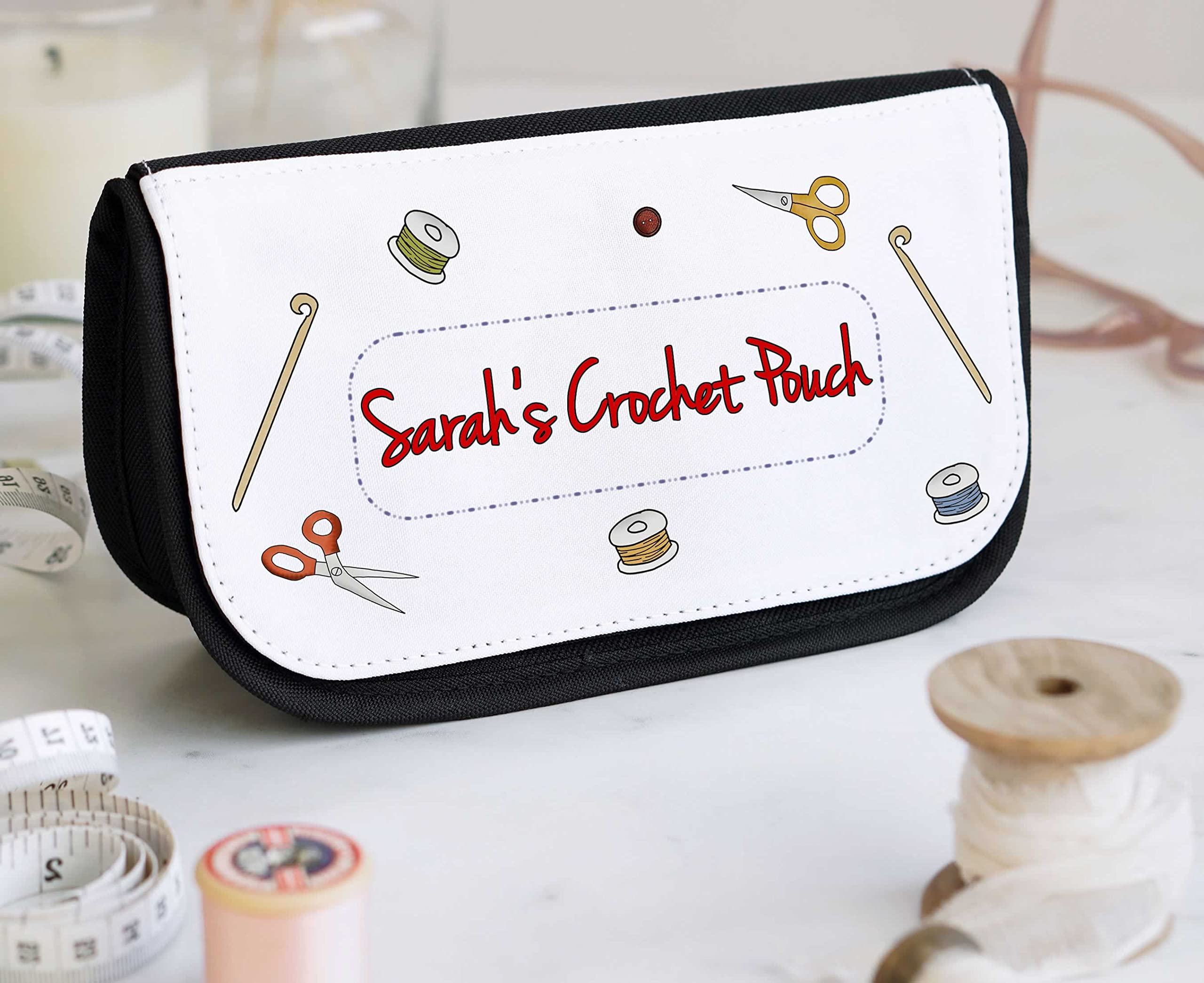 Personalized Crochet Needle Case Pouch Bag - Custom Name Embroidery for Knitting Hooks & Accessories - Perfect Gift for Crocheters, Knitters & Craft Lovers (Ideal for Organizing Yarn Tools On-the-Go)