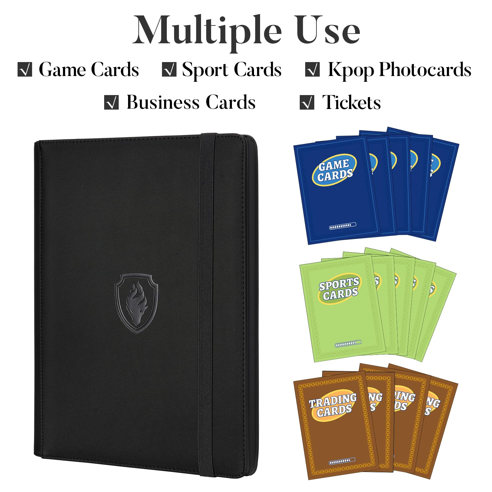 Premium 9-Pocket Trading Card Binder - Holds 360 Cards with PU Leather Cover for YuGiOh, MTG, TCG & Sports Cards | Durable Card Collection Album & Organizer | Perfect for Gaming Tournaments, Collectors & Card Storage