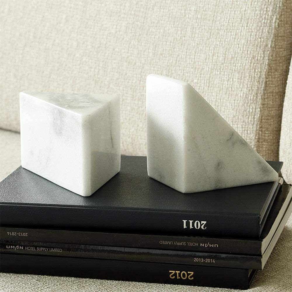 Farmhouse Marble Bookends for Shelves - Rustic Home Decor for Living Room, Study & Office - Heavy Duty Book Holder for DIY Bookshelf Organization & Decoration - Perfect for Home, Office & Gift Giving