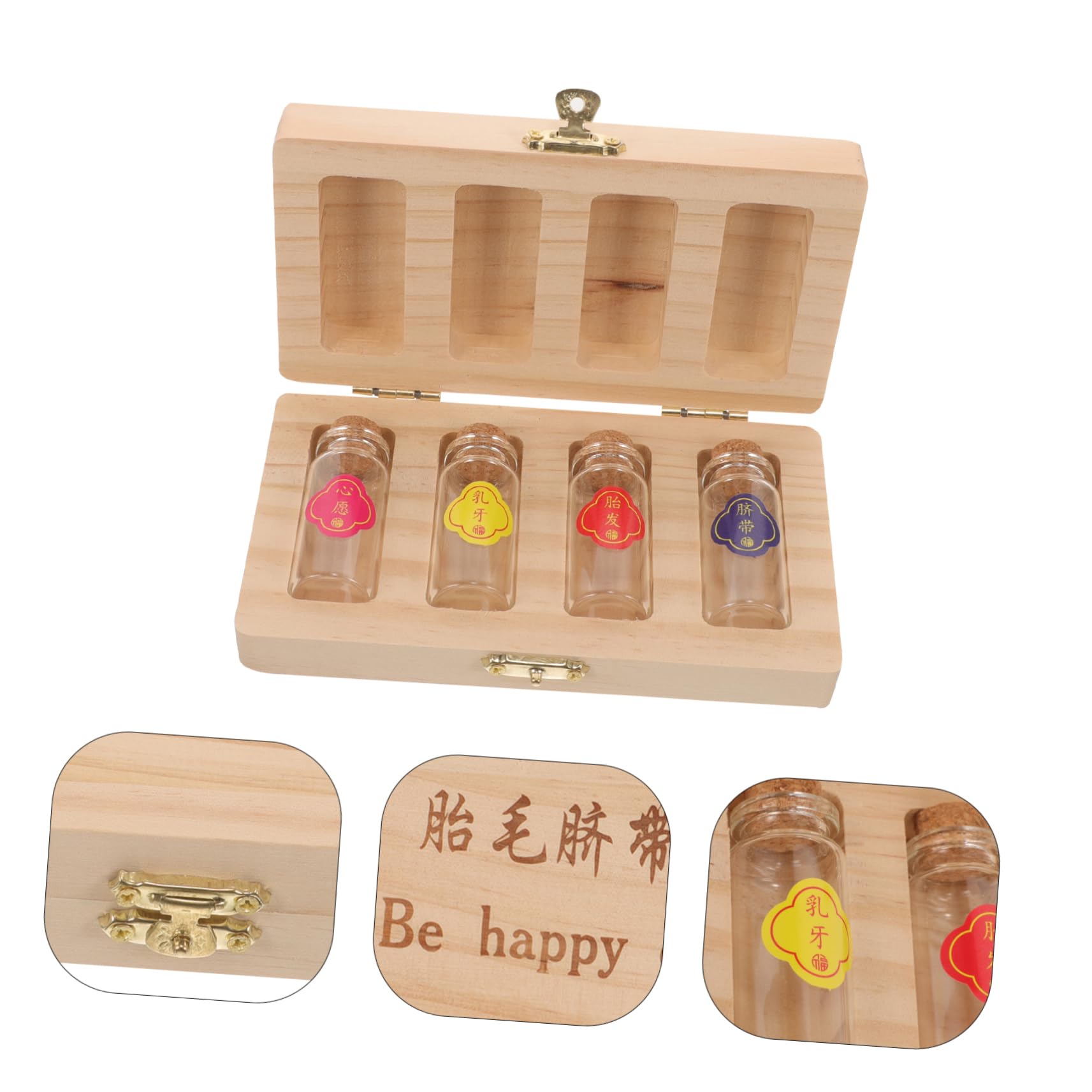 HAPINARY Wooden Tooth Box Set - Teeth Container & Storage Holder for Baby Teeth, Dentist Visit, Travel - Natural Wood Tooth Saver Case for Kids & Adults