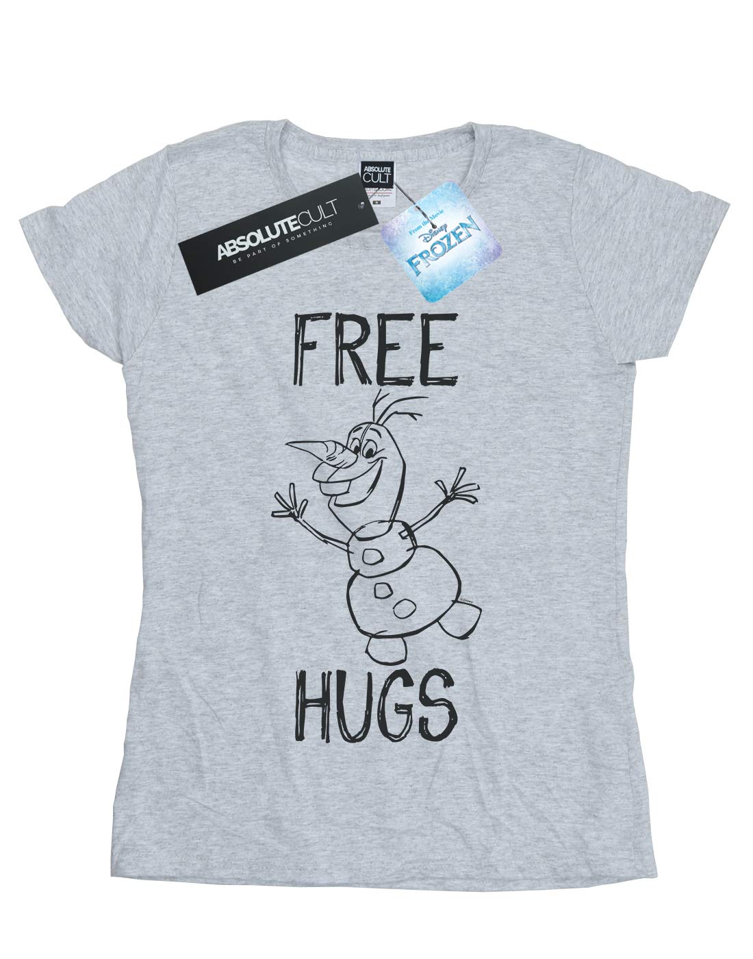 Disney Frozen Olaf Free Hugs Women's T-Shirt - Medium Size Heather Grey - Casual Wear, Movie Nights & Disney Fan Gifts