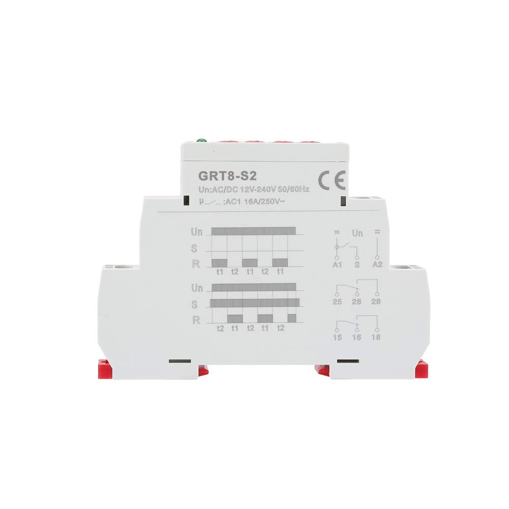 Oumefar Timer Relay Switch AC/DC 12-240V DIN Rail Mount - Mini Asymmetric Cycle Delay ON/Off Control for Industrial Automation, HVAC Systems & Lighting Control