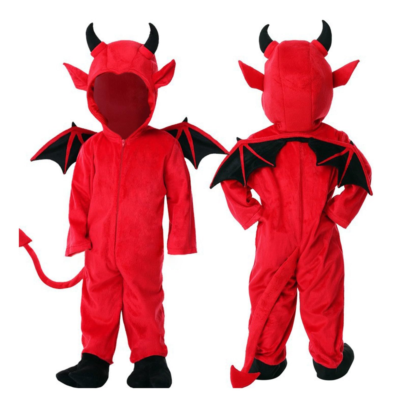 **Devil Costume for Toddler Boys & Girls - Soft Halloween Jumpsuit with Matching Cap - First Halloween Outfit for Babies & Kids - Perfect for Trick-or-Treating & Costume Parties**