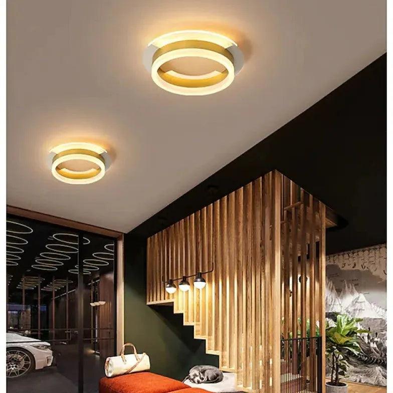 Modern Square Gold Ceiling Light for Hallway - Elegant Corridor Lighting Fixture for Home & Office Decoration