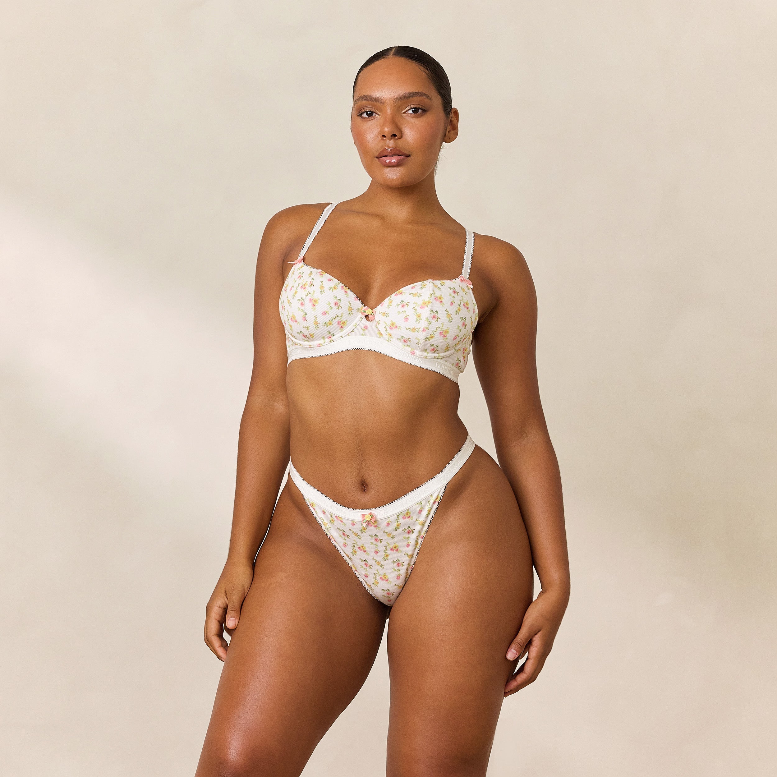 Rosebud Ribbed Balcony Bra - White Floral Lace Underwire Bra for Women | Comfortable Support & Sexy Design | Perfect for Everyday Wear & Date Night