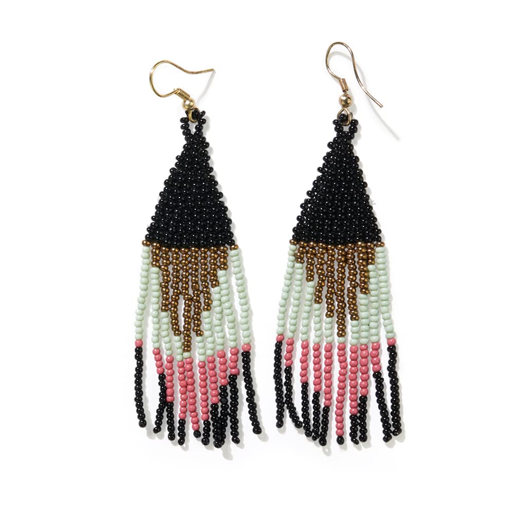 INK+ALLOY Handmade Bohemian Fringe Seed Bead Dangle Earrings for Women - Lightweight Statement Jewelry for Parties, Weddings & Festival Outfits
