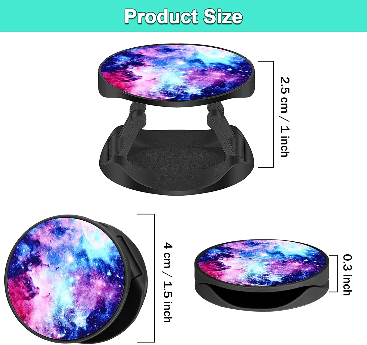 4 Pack Interchangeable Phone Grip Holder with 40 Stylish Patterns - Secure & Comfortable Phone Stand for One-Handed Use, Perfect for Workouts, Commuting, and Social Media Browsing