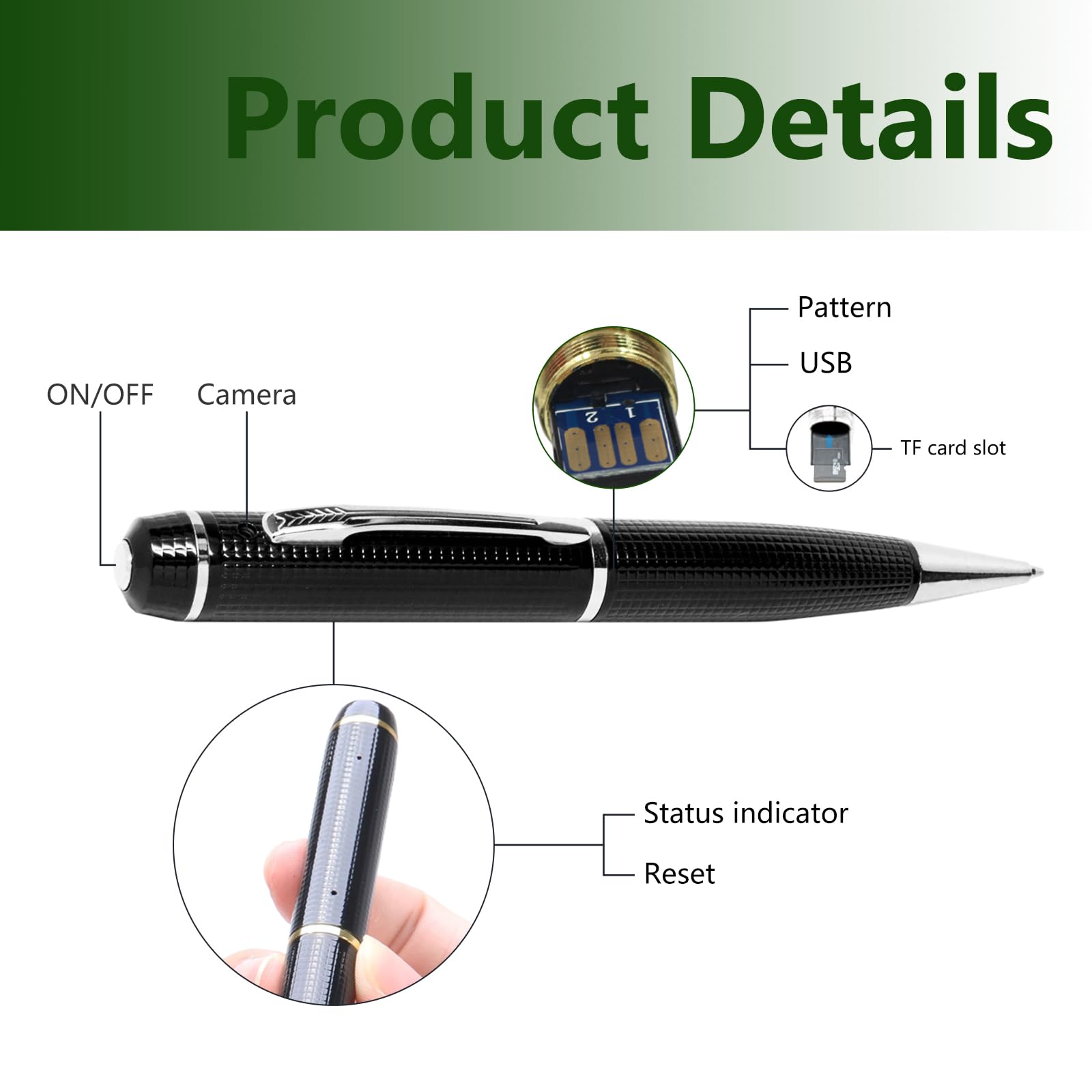 Spy Camera Pen - 1080P HD Hidden Camera with Loop Recording, No Audio - Portable Pocket Video Recorder for Business Meetings, Classroom Study, Home Security & Covert Surveillance
