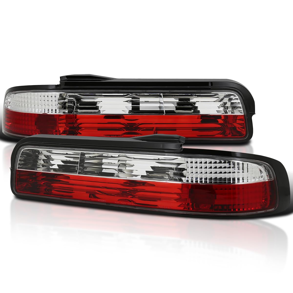 Spec-D Tuning Red Clear Lens Tail Lights for 1989-1994 Nissan 240SX S13 2DR Coupe - Left & Right Pair Assembly | High-Performance LED Lights for Enhanced Visibility & Style | Perfect for Night Driving, Car Shows & Custom Builds