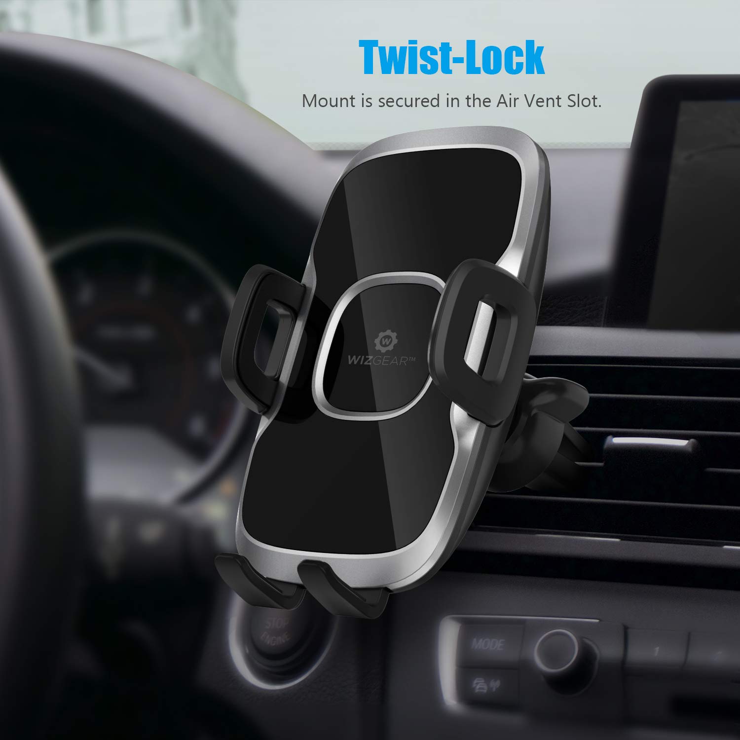 WizGear Car Phone Mount - Universal Air Vent Phone Holder with Twist Lock Base for iPhone Xs/XS Max/8/7/6, Samsung Galaxy S & More - Perfect for Hands-Free Driving & GPS Navigation