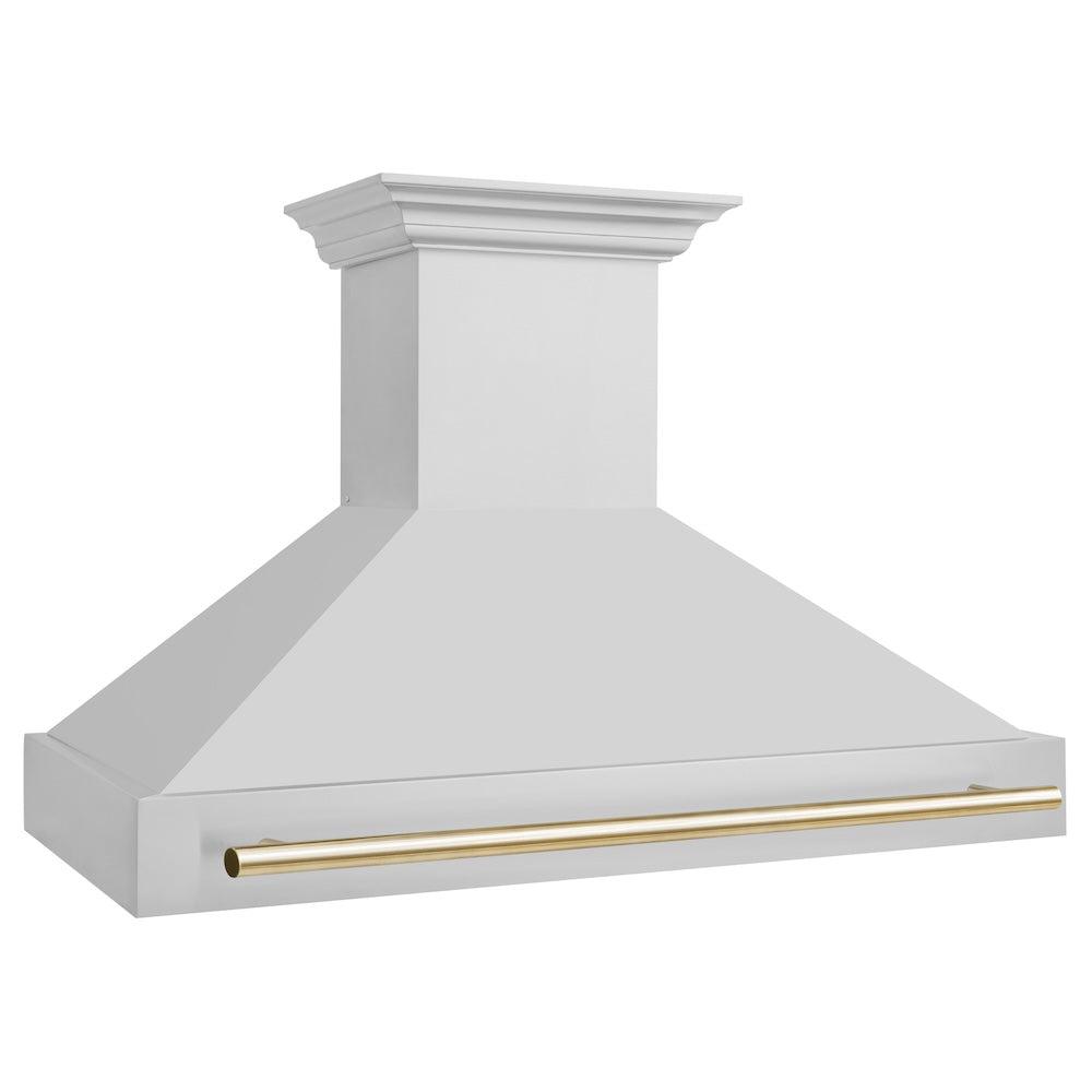 ZLINE Autograph Edition 48 Inch Stainless Steel Range Hood with Polished Gold Handle - Professional Kitchen Ventilation for Modern Homes (8654STZ 48 G) | Perfect for Gourmet Cooking, Open Kitchen Designs & Luxury Home Upgrades