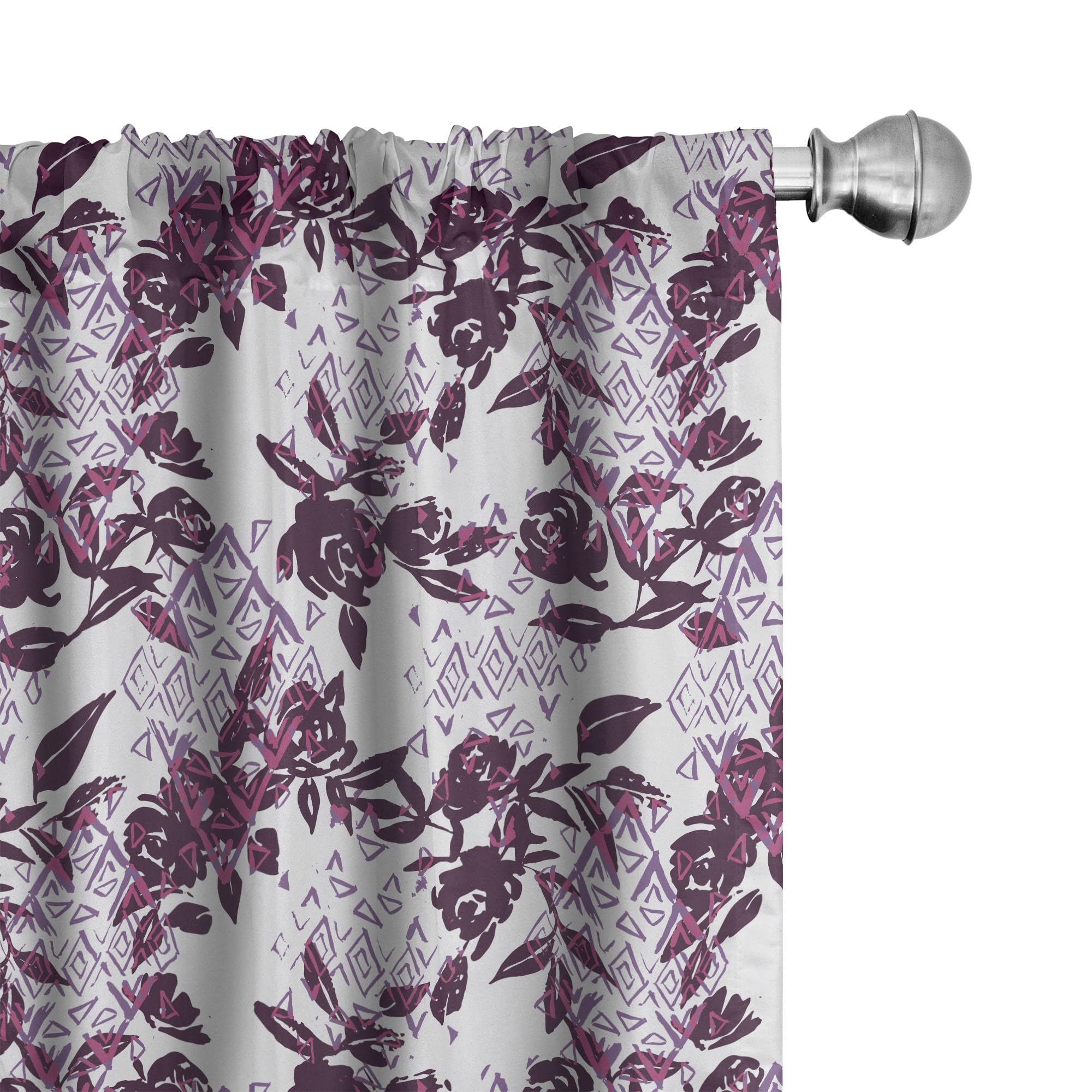 Ambesonne Vintage Rose Curtains - Watercolor Floral & Geometric Design, 2 Panel Set (28