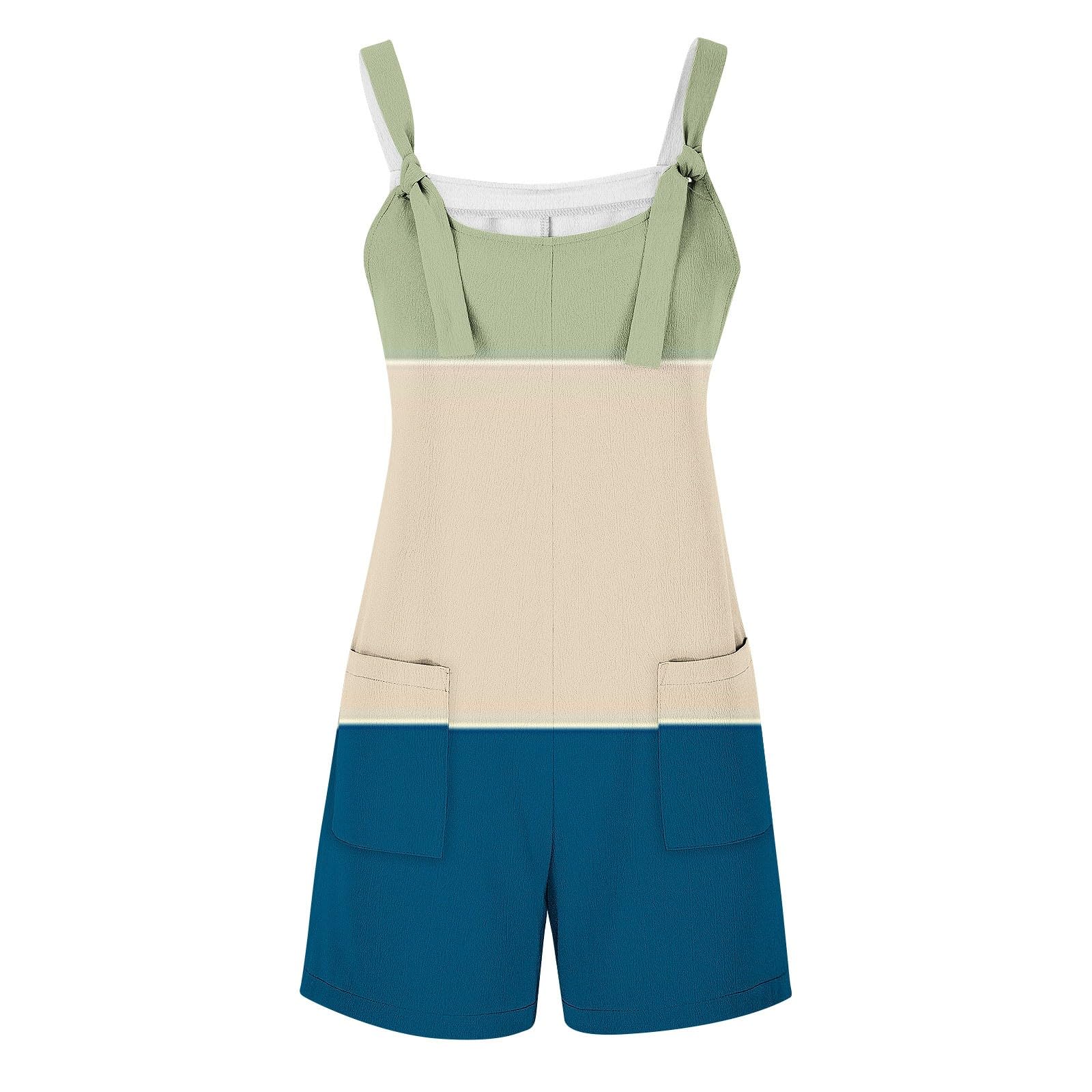 Women's Linen Overalls Shorts - Sleeveless Summer Short Jumpsuit with Adjustable Straps & Pockets | Casual Outfit, Beach Wear, Outdoor Activities