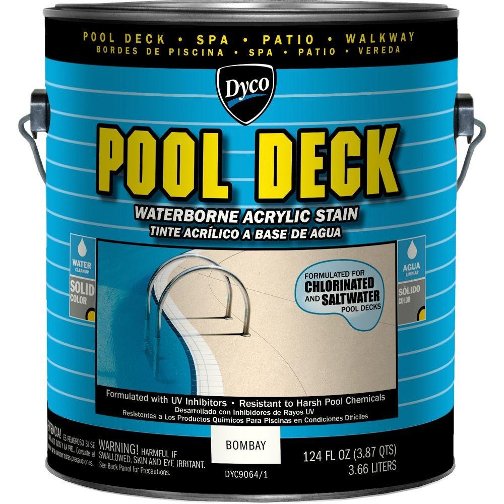 1-Gal Bombay 9064 Low Sheen Acrylic Pool Deck Stain - Waterborne, Durable Finish for Outdoor Wood & Concrete Surfaces - Perfect for Patios, Pool Areas & Decks