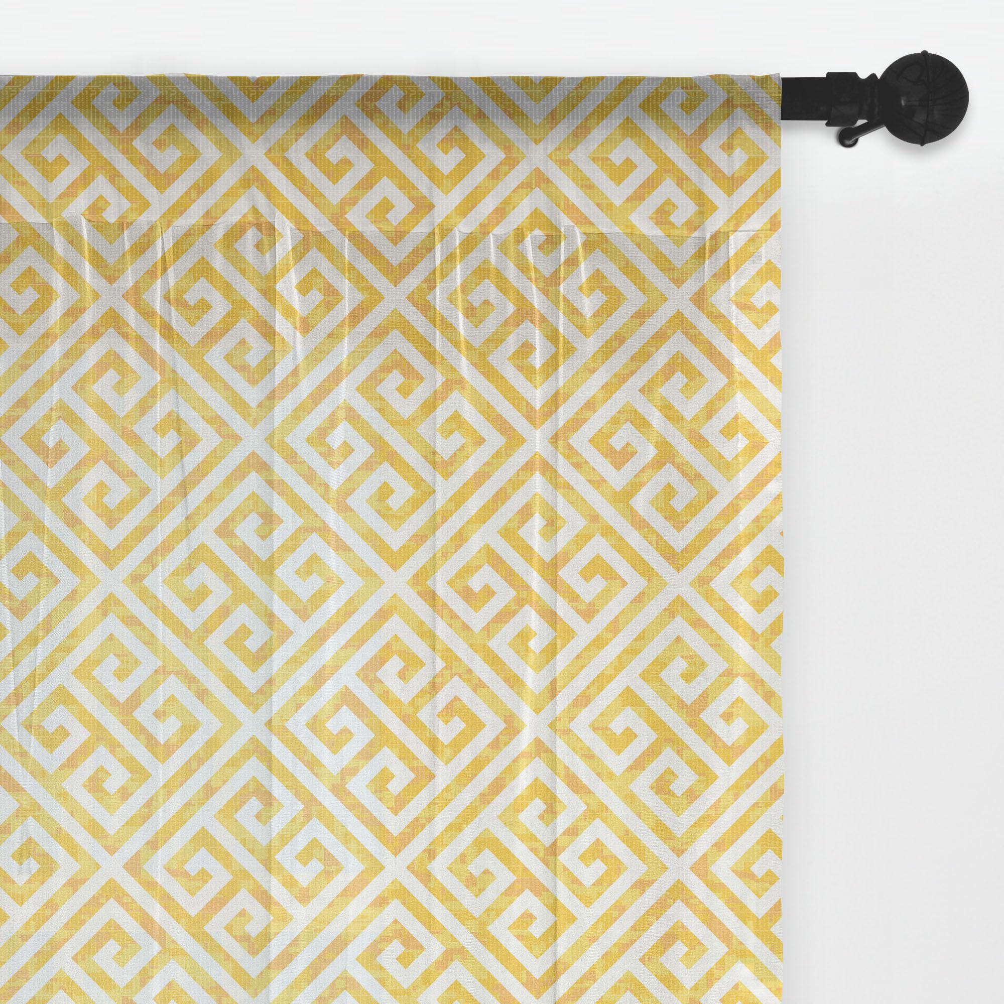 Ambesonne Geometric Tulle Curtains with Rod Pocket - Apricot Tone Tiles with Lines and Squares Grunge Antique Pattern, Sheer Drapes for Wedding, Party, Living Room & Bedroom - 2 Panels, 108