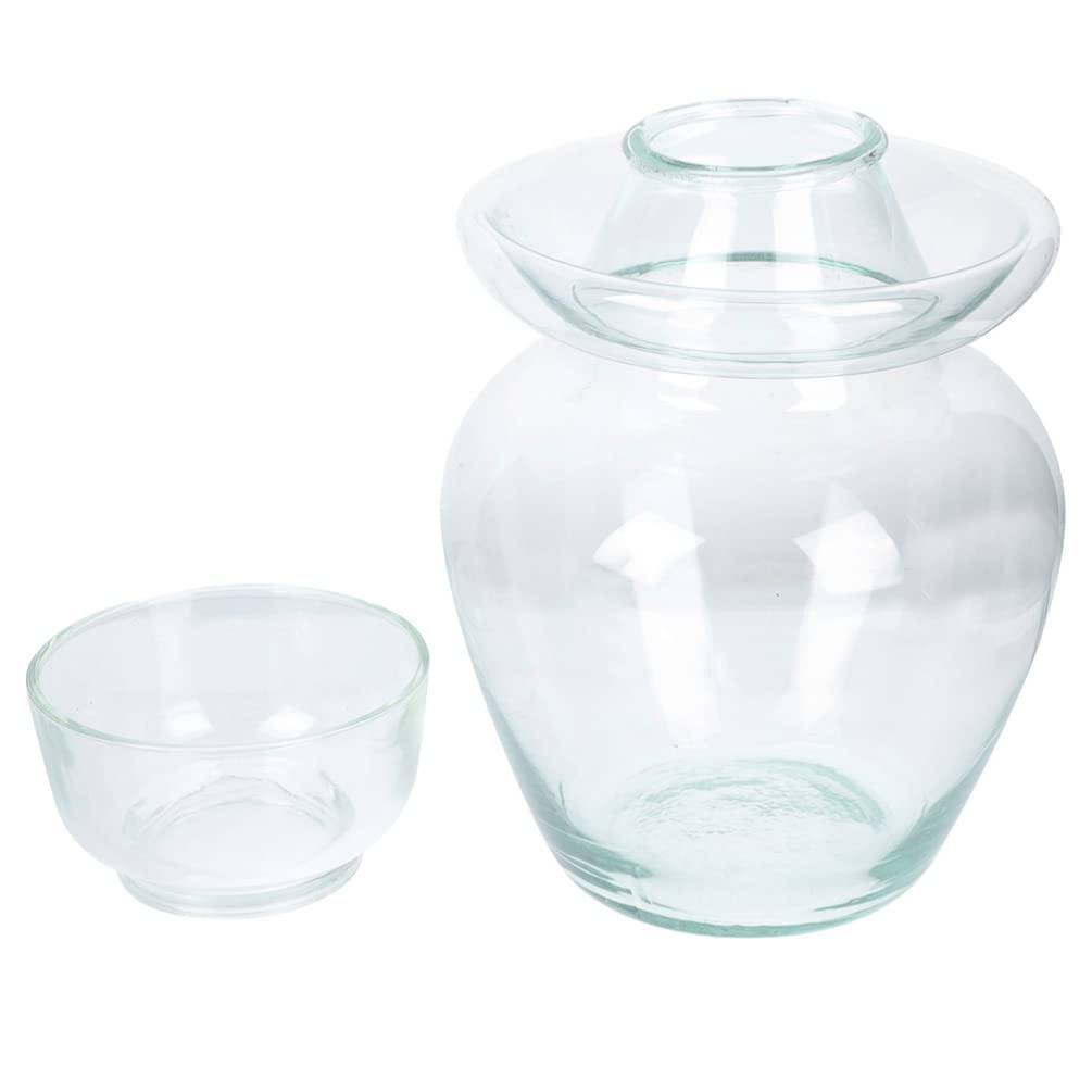 DOITOOL Traditional Chinese Glass Fermenting Jar with Water Seal Airlock Lid - 1 Gallon Glass Fermentation Crock for Pickling Kimchi, Sauerkraut, Kombucha, and Homemade Fermented Foods - Perfect for DIY Fermentation, Kitchen Storage, and Healthy Food Preparation