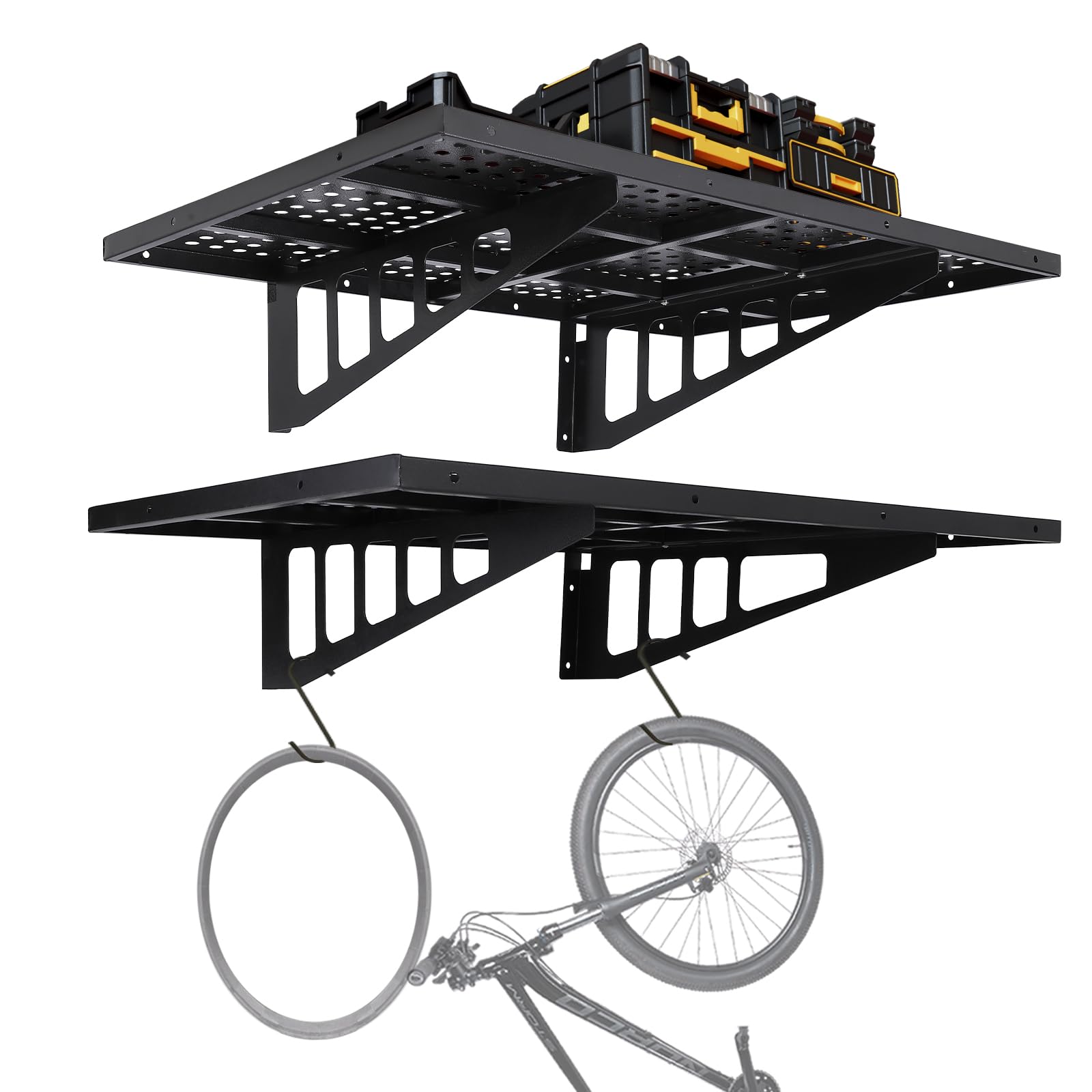 2-Pack Garage Wall Shelves 2x3ft - Heavy Duty Wall Mounted Floating Shelves with 560lbs Load Capacity - Garage Storage Rack for Kitchen, Pantry, Workshop & Home Organization